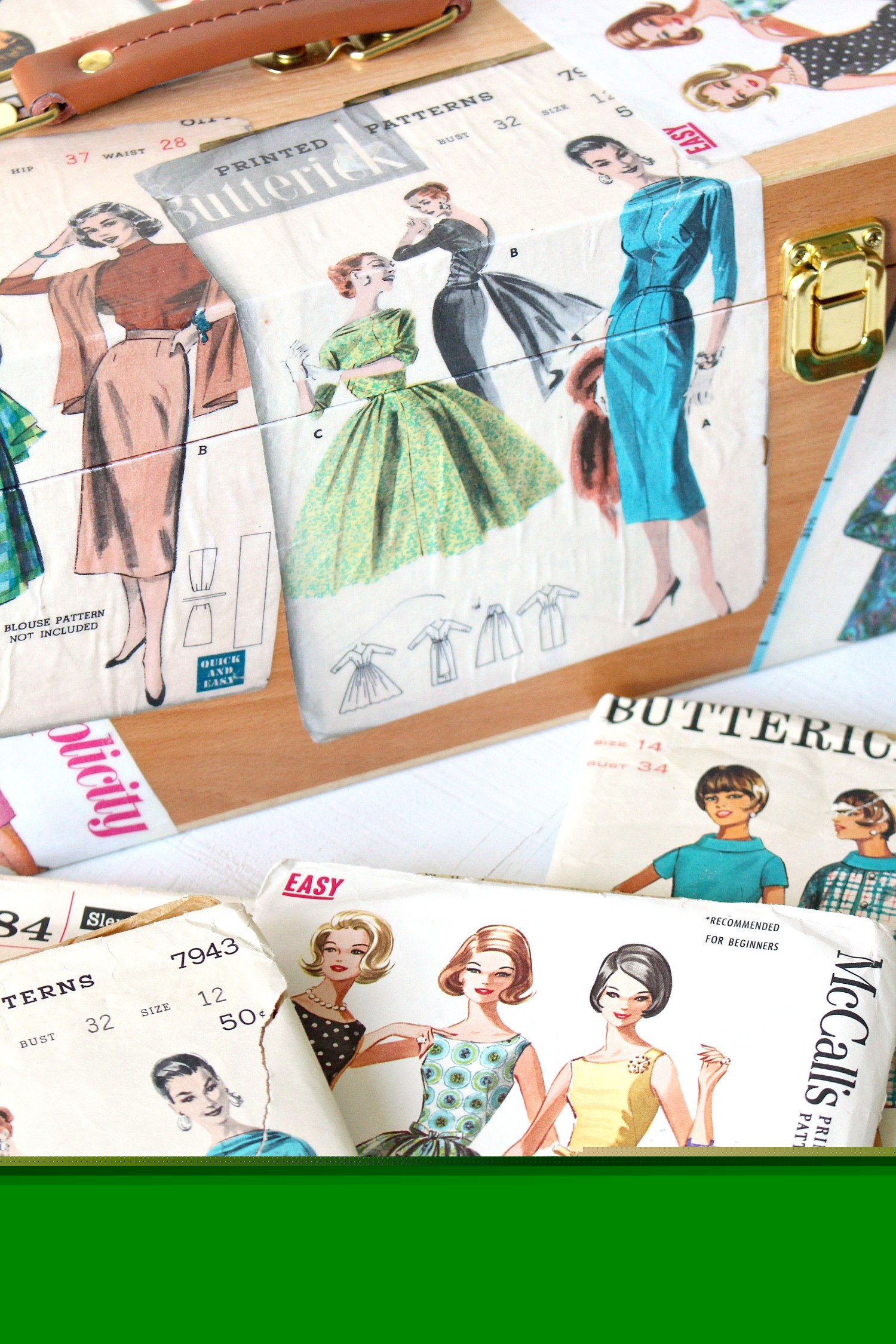 Vintage Pattern Revival: Decoupage a Personalized Sewing Box 16 Finished DIY Vintage Pattern Decoupage Sewing Box: Craft Room Decor
