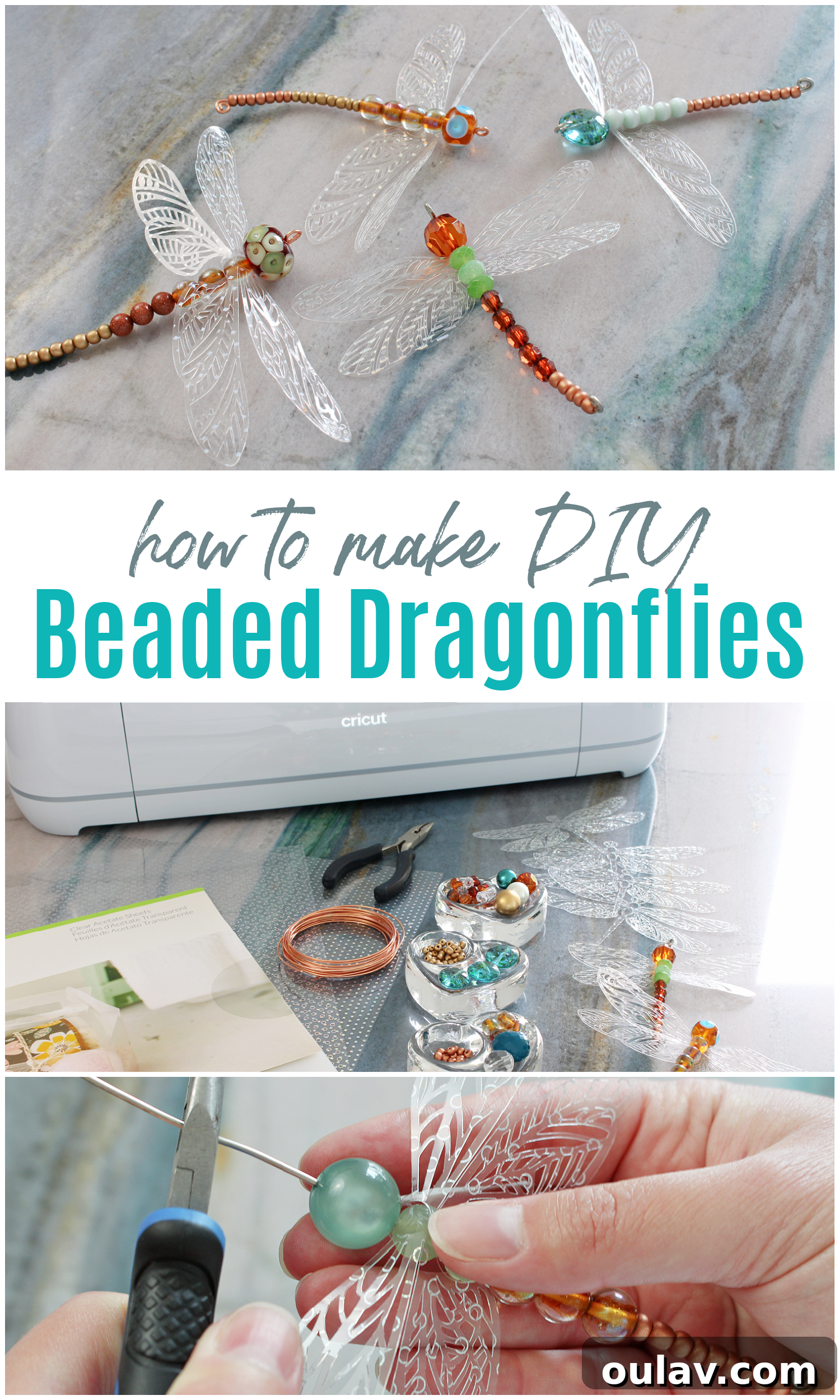 Sparkling Beaded Dragonfly Decor 27 DIY Beaded Dragonfly Ornament with Cricut Wings