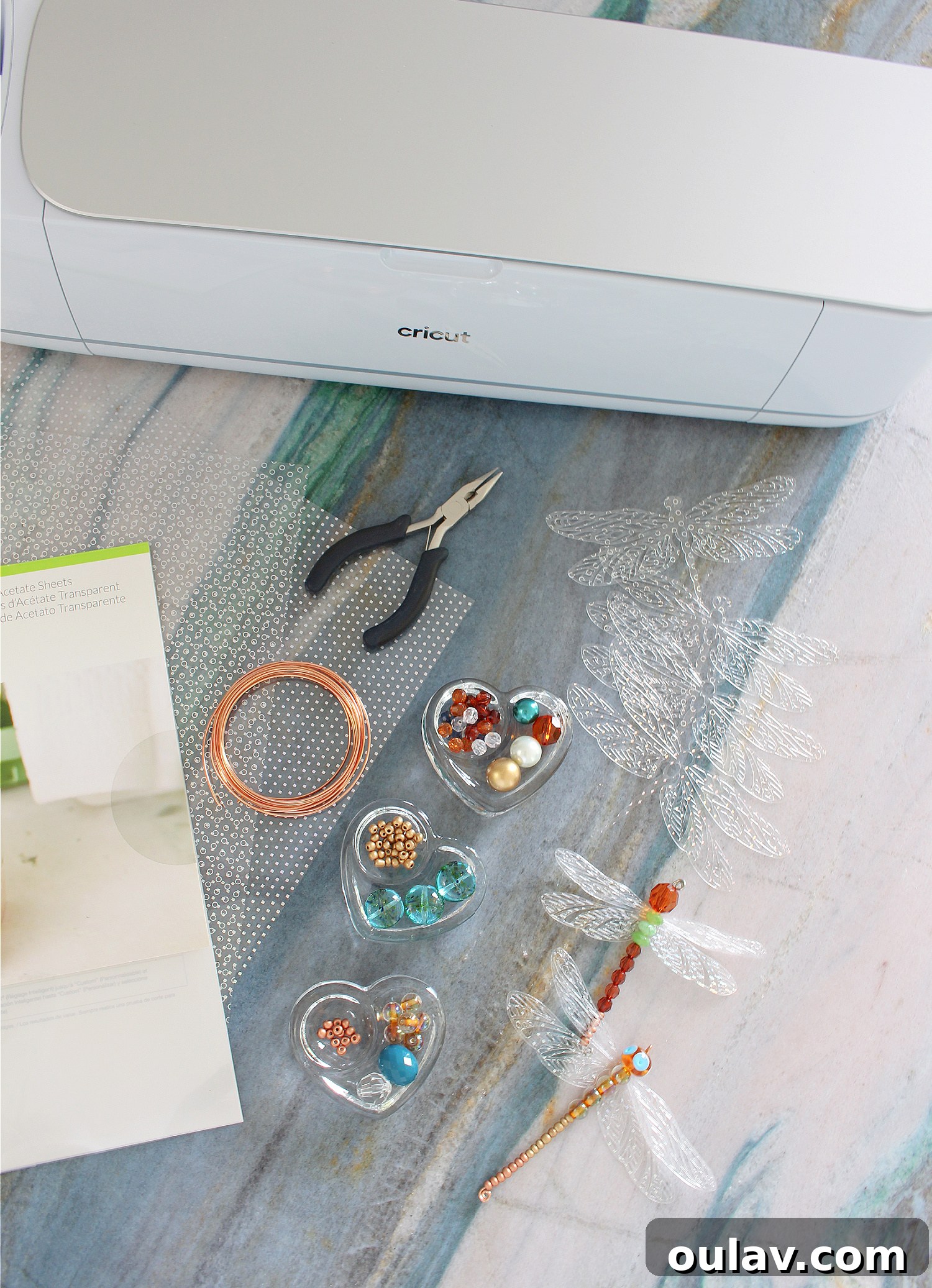 Sparkling Beaded Dragonfly Decor 5 Cricut Ornament Project Idea
