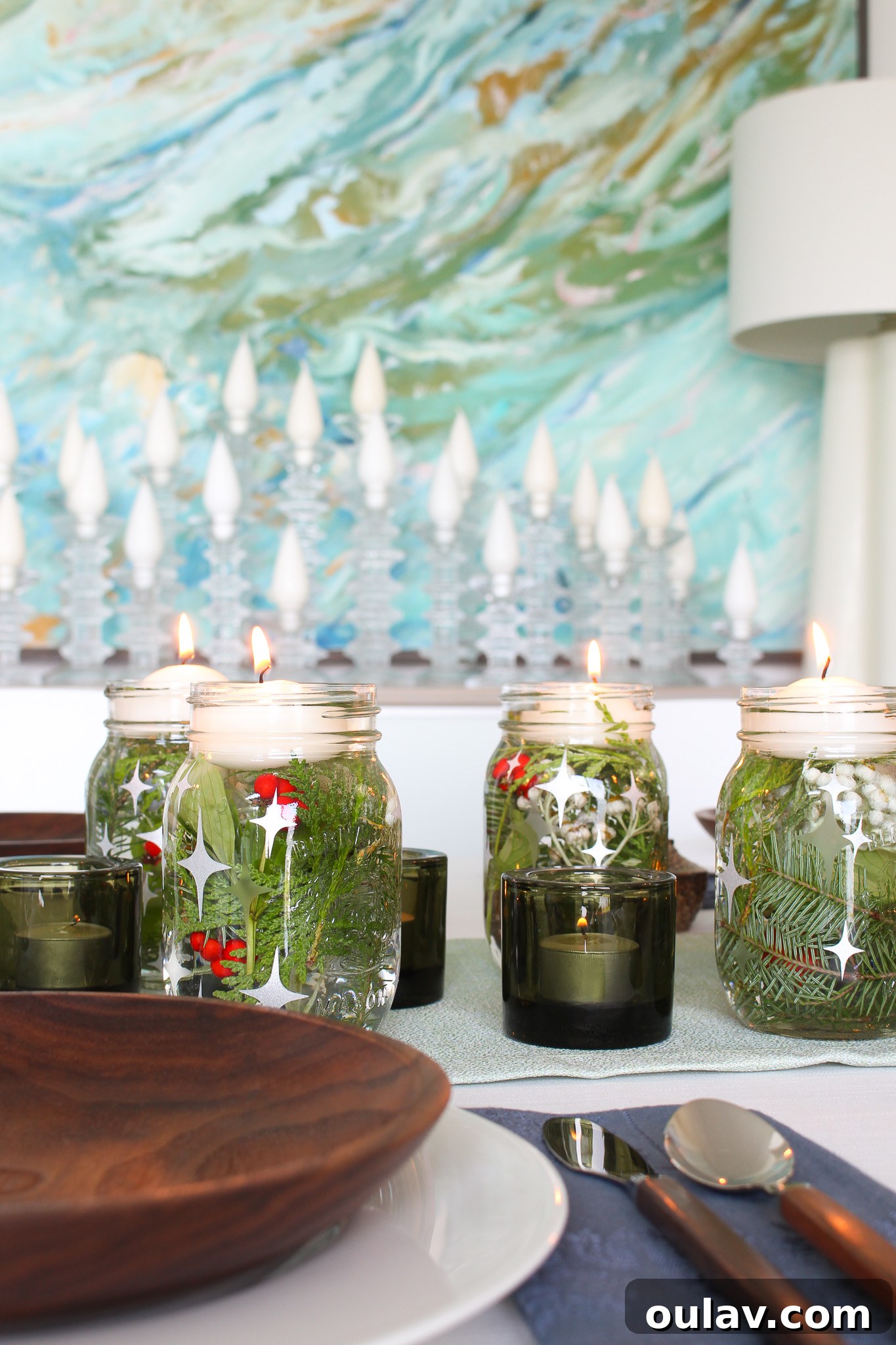 Upcycled and Foraged Mason Jar Centerpiece Idea for Eco-Friendly Decor