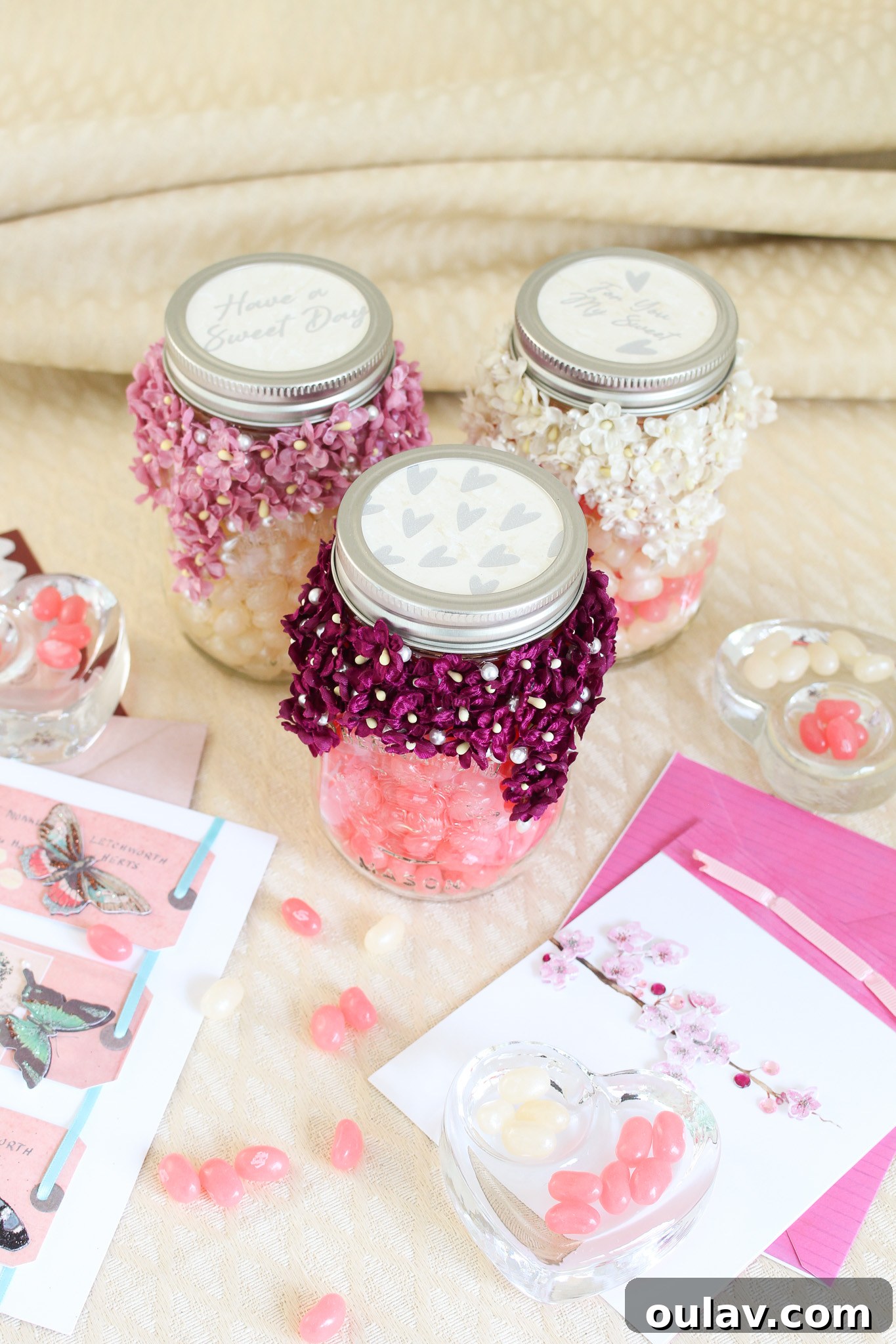 Homemade Valentine Jar Gift Inspiration 12 Faux Flower Valentine's Day Craft Project
