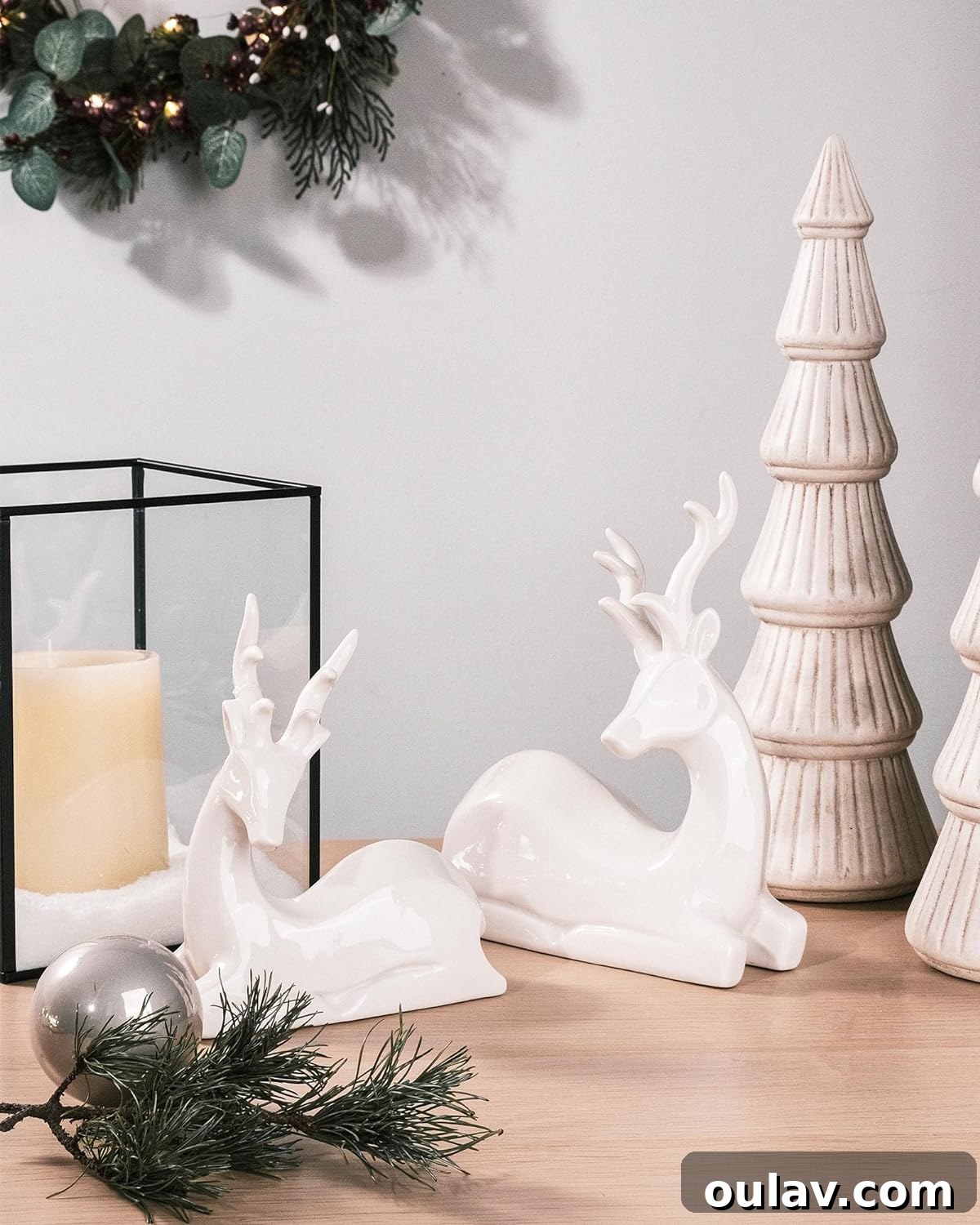 25 White Christmas Tree Decorations & Elegant Decor Finds 15 White Ceramic Deer with Mid-Century Modern Flair