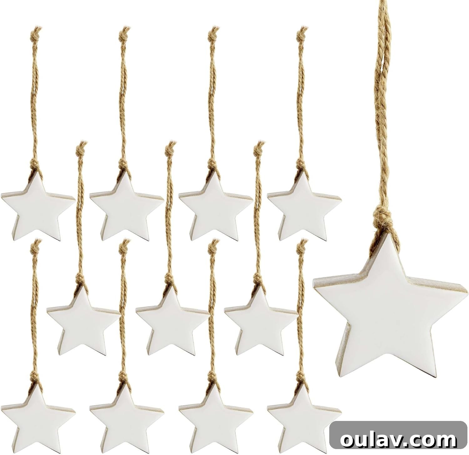 25 White Christmas Tree Decorations & Elegant Decor Finds 22 White Enamel Star Shaped Christmas Tree Ornaments with Wood Accents