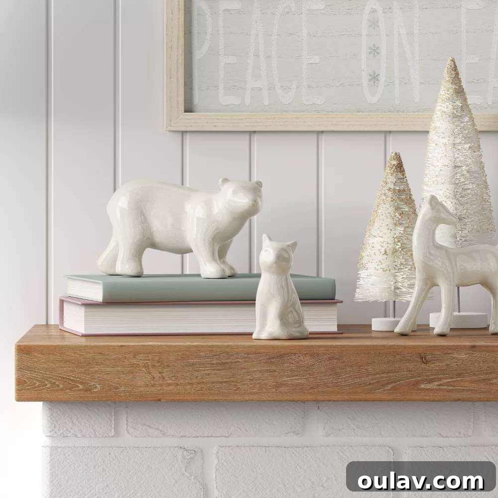 25 White Christmas Tree Decorations & Elegant Decor Finds 4 Adorable White Ceramic Animal Figurines for Christmas