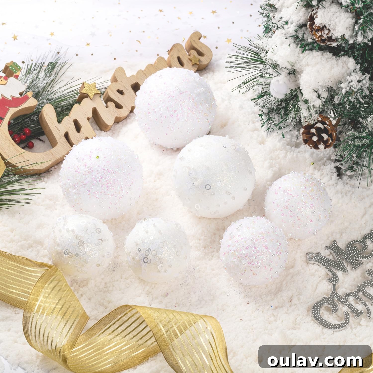 25 White Christmas Tree Decorations & Elegant Decor Finds 8 Shatterproof White Sequin Christmas Ornaments