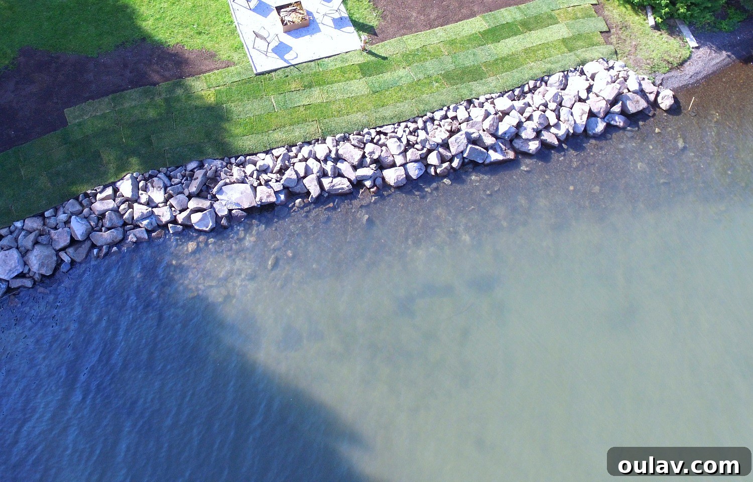 Stone Shore Erosion Structure Aerial View