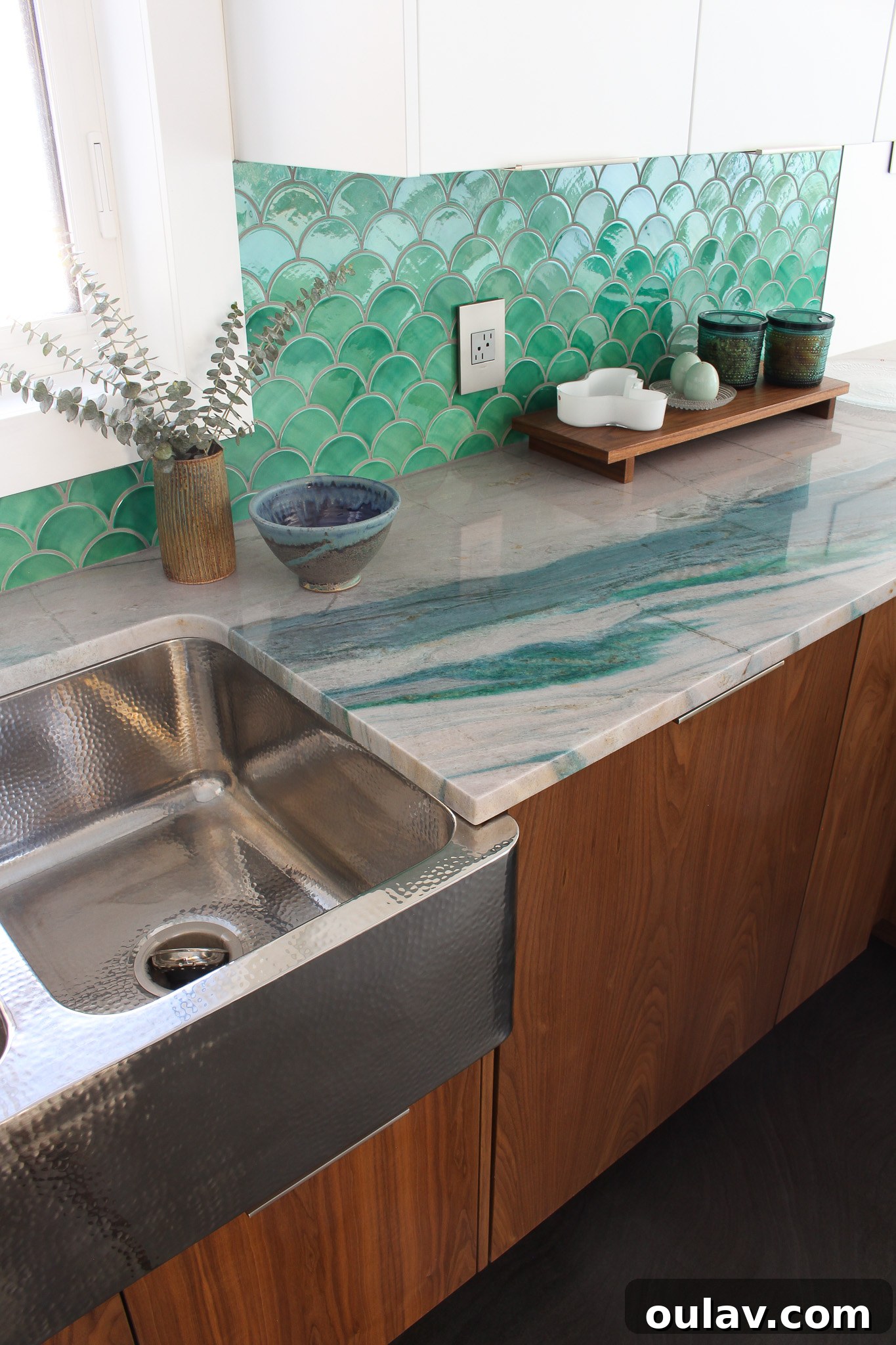 Mid-Century Modern Coastal Kitchen Reveal 3 Coastal Kitchen Design Featuring Portomare Quartzite Stone Counters