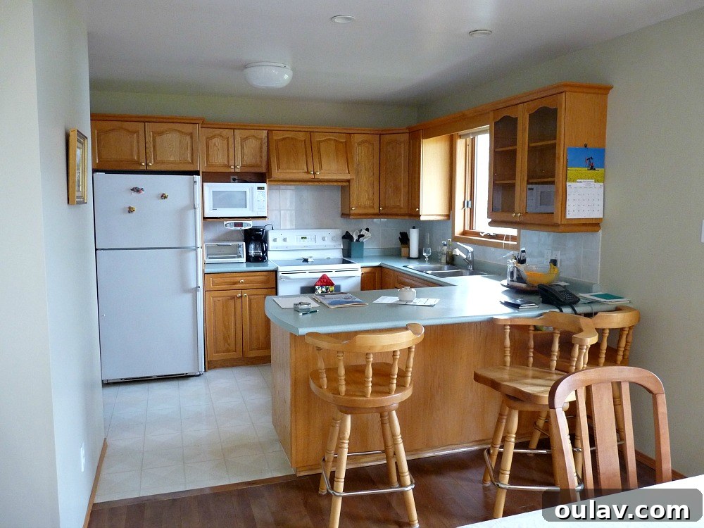 Lake House Kitchen Before and After Transformation, highlighting storage gains