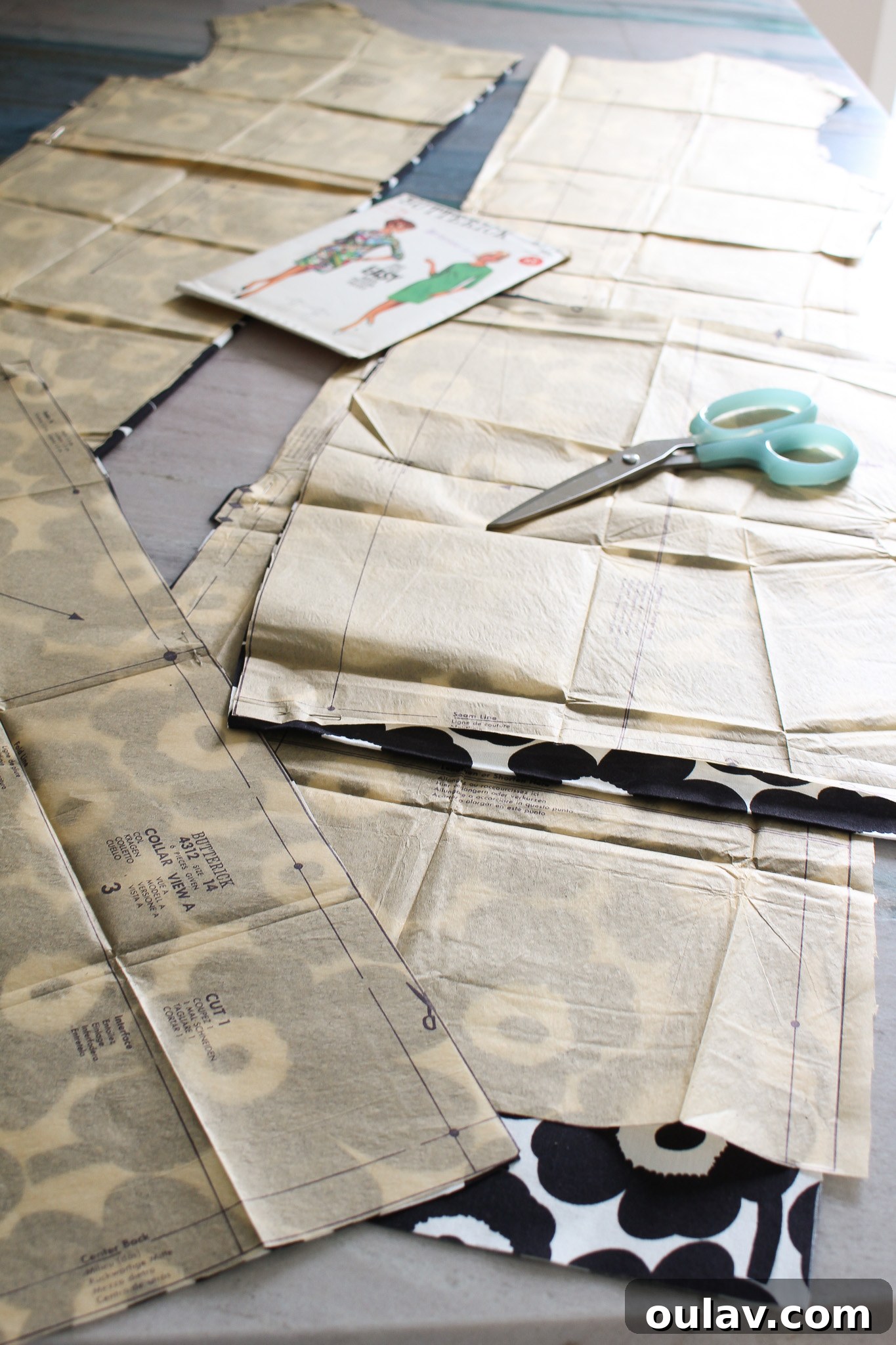 DIY Dress Vintage Dress Pattern - Laying out fabric