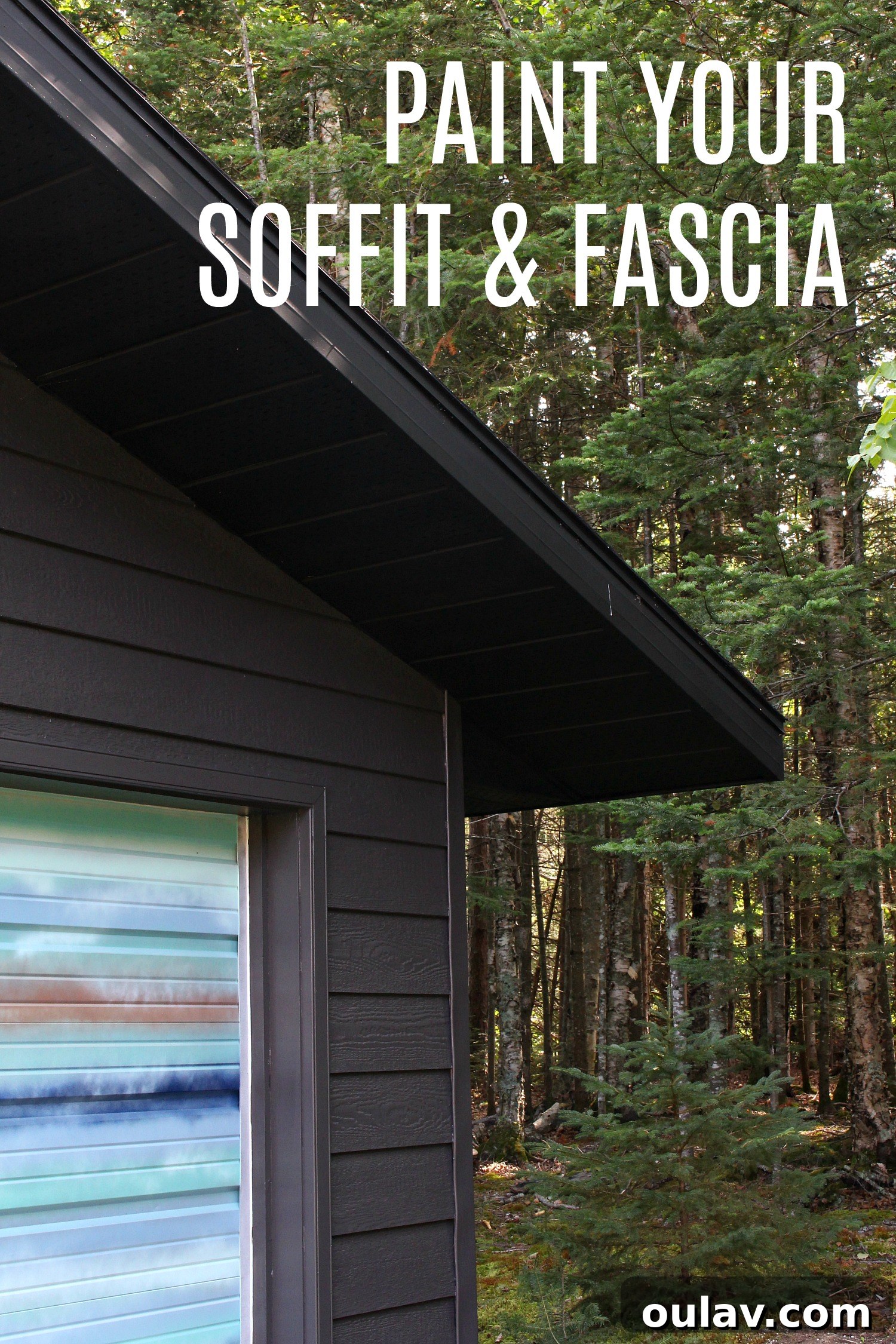 Another perspective of the transformed garage, emphasizing the modern and unified aesthetic achieved with painted soffit and fascia.