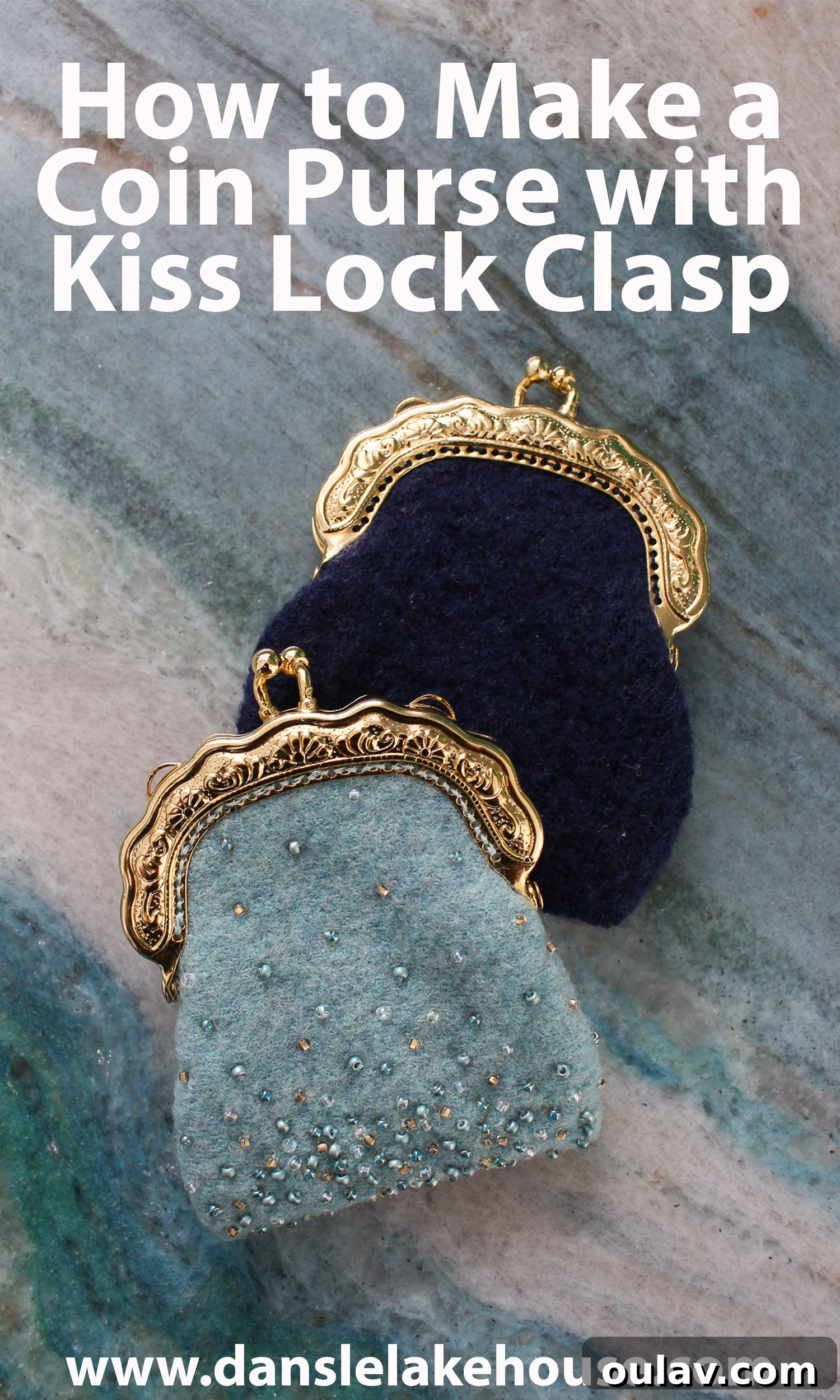 Handmade Beaded Felt Coin Purse with Vintage Clasp 25 How to Make a Purse with Kiss Lock Clasp - Pin for Later