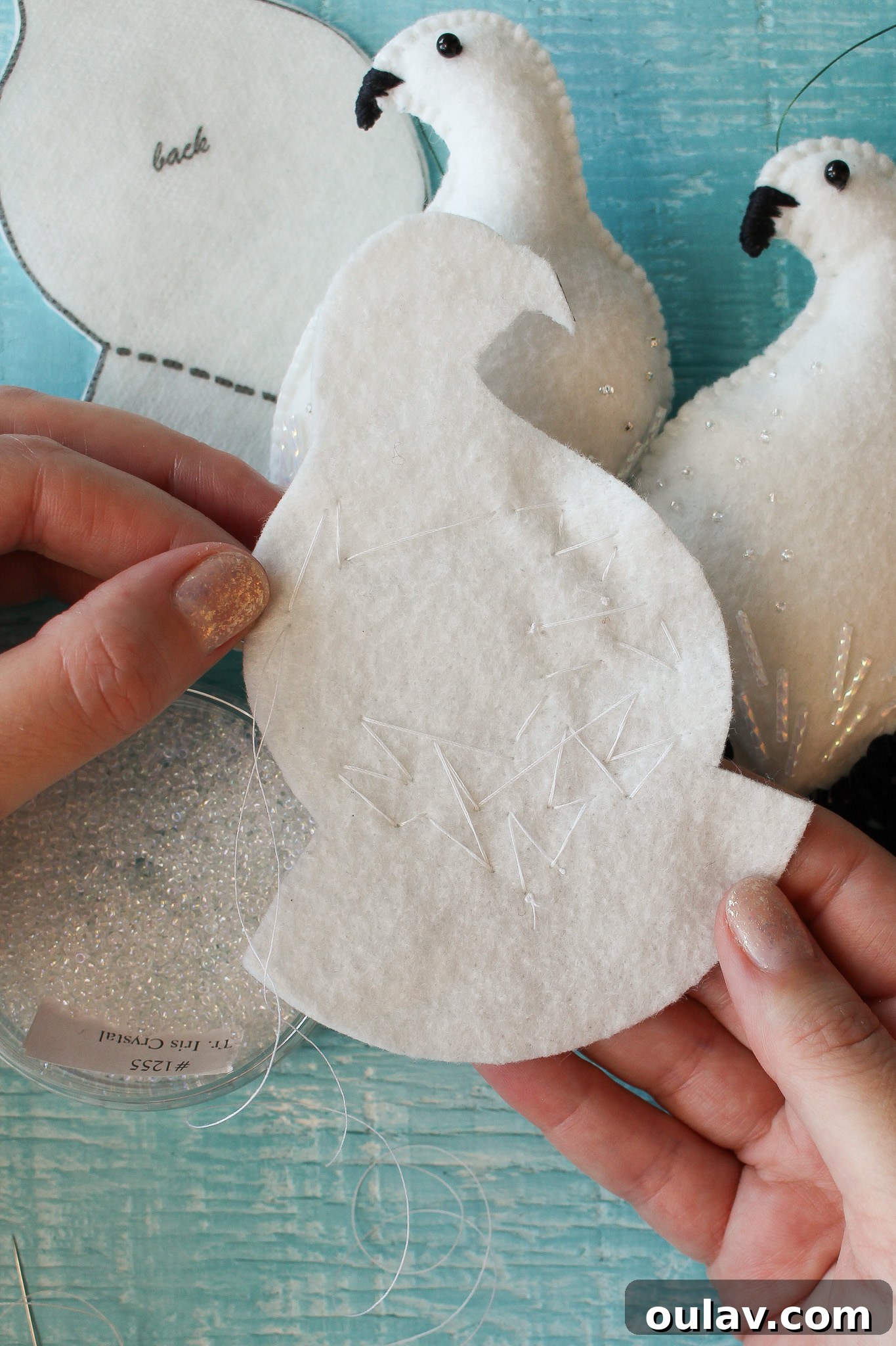 Beaded Felt Ornament DIY - Back view of beadwork