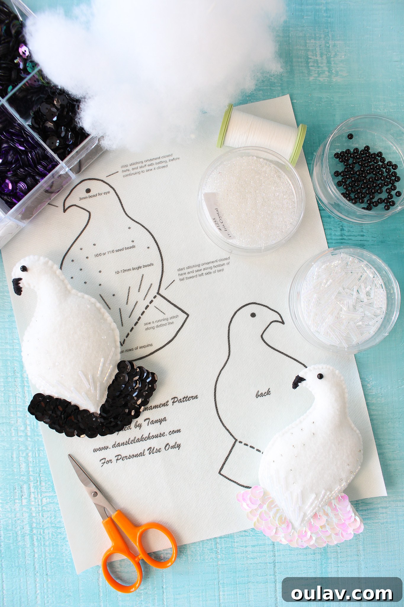 DIY Felt Bird Ornament with Printable Pattern - Ready for crafting