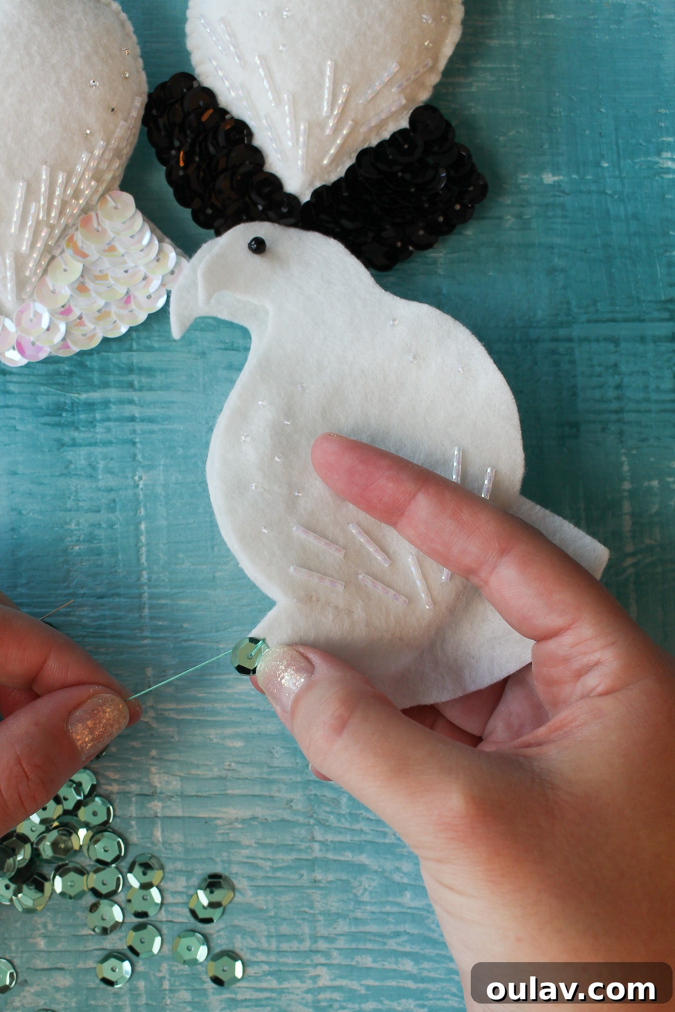 How to Sew Sequins onto Felt - Securing sequin