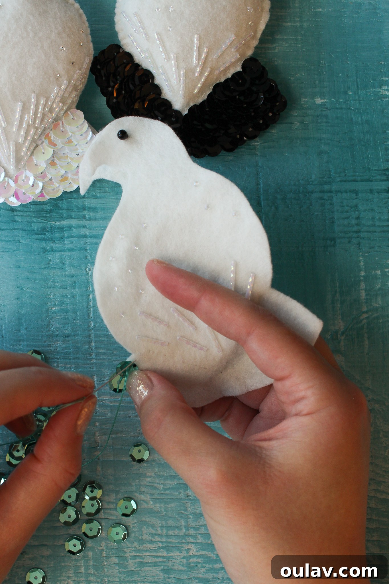 DIY Sequin Christmas Ornament - Row of sequins