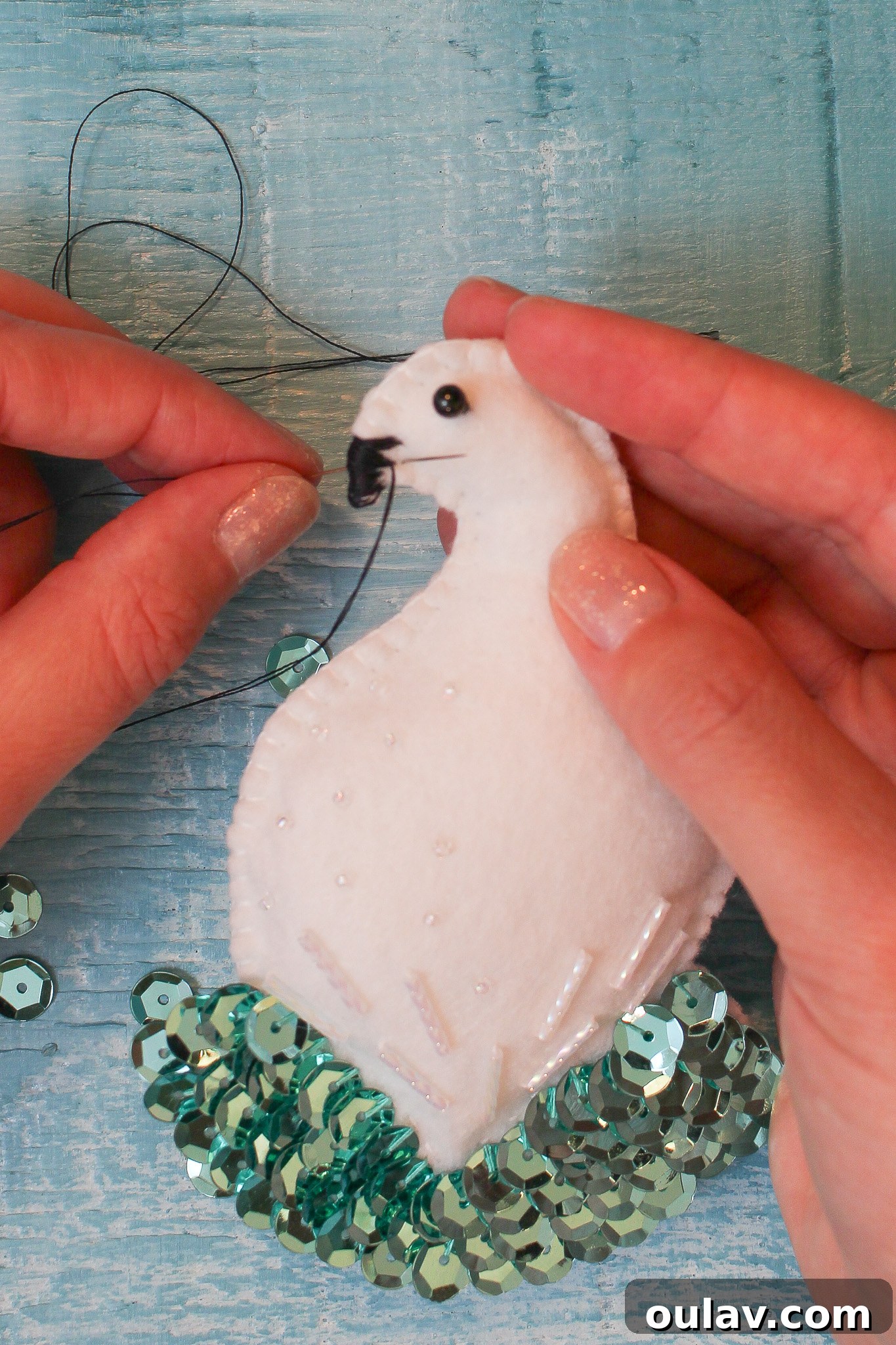 Hand Sew a Felt Ornament - Completed beak