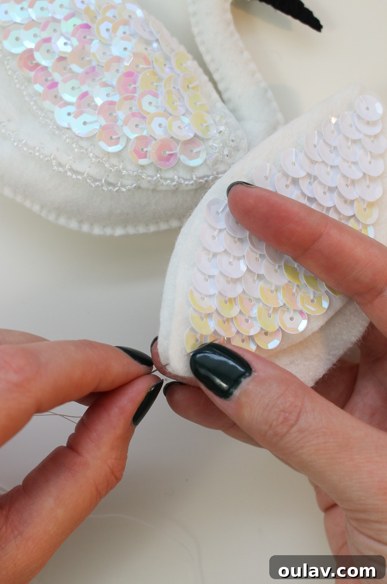Stitch Your Own Felt Swan Ornament 16 Starting a blanket stitch on felt