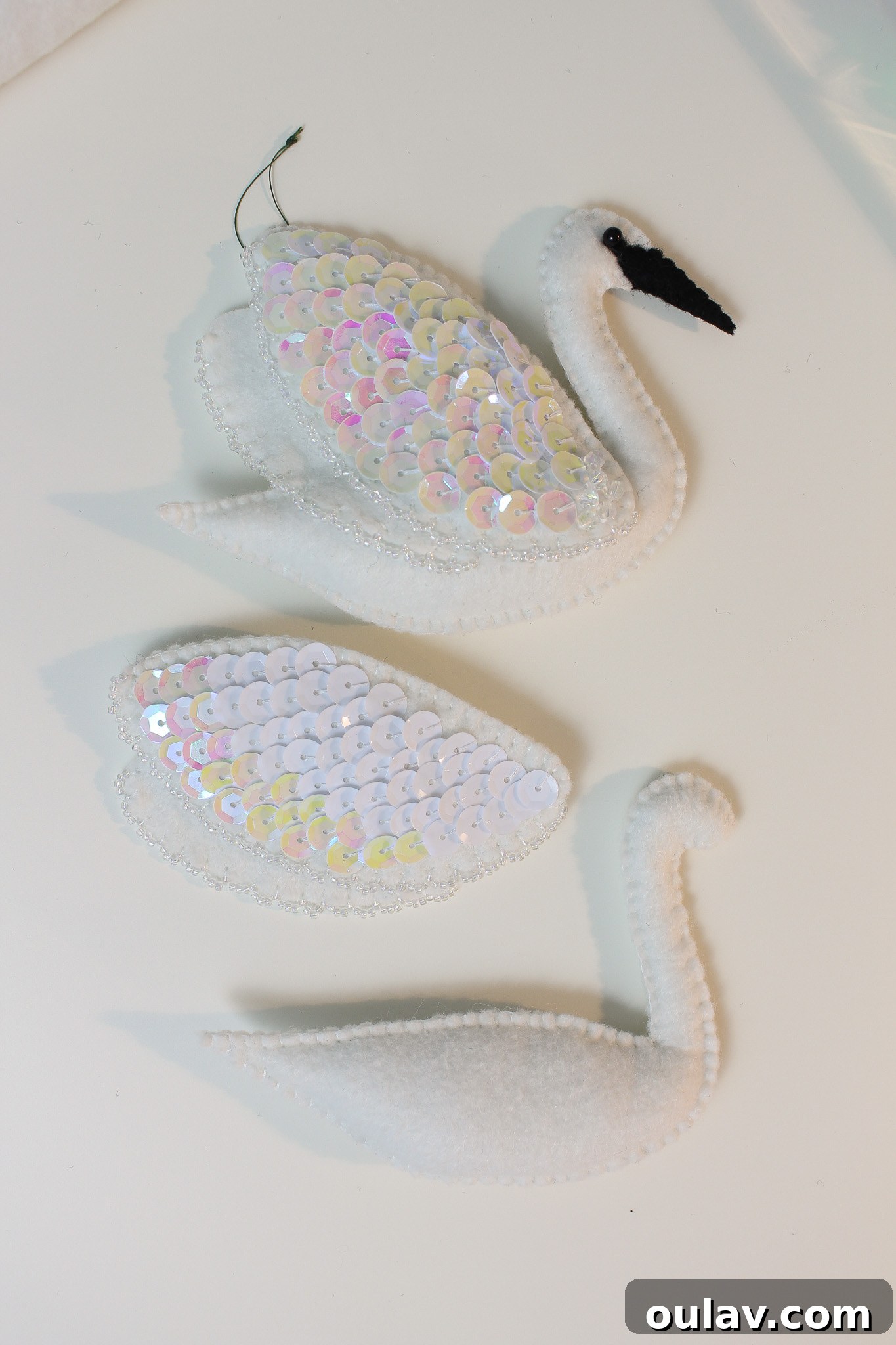 Stitch Your Own Felt Swan Ornament 43 How to make a swan ornament, attaching the wing
