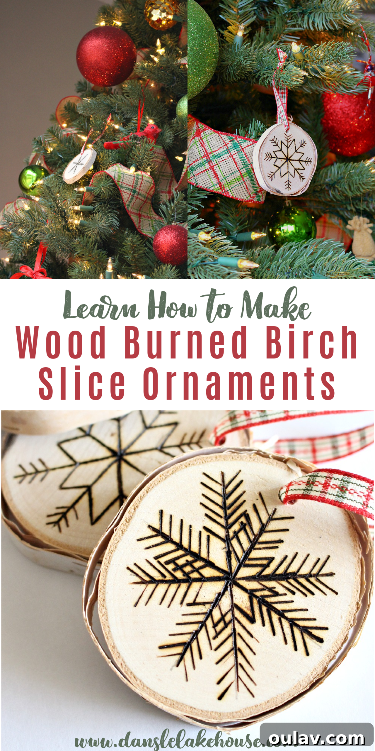 DIY Wood Burned Birch Slice Ornaments