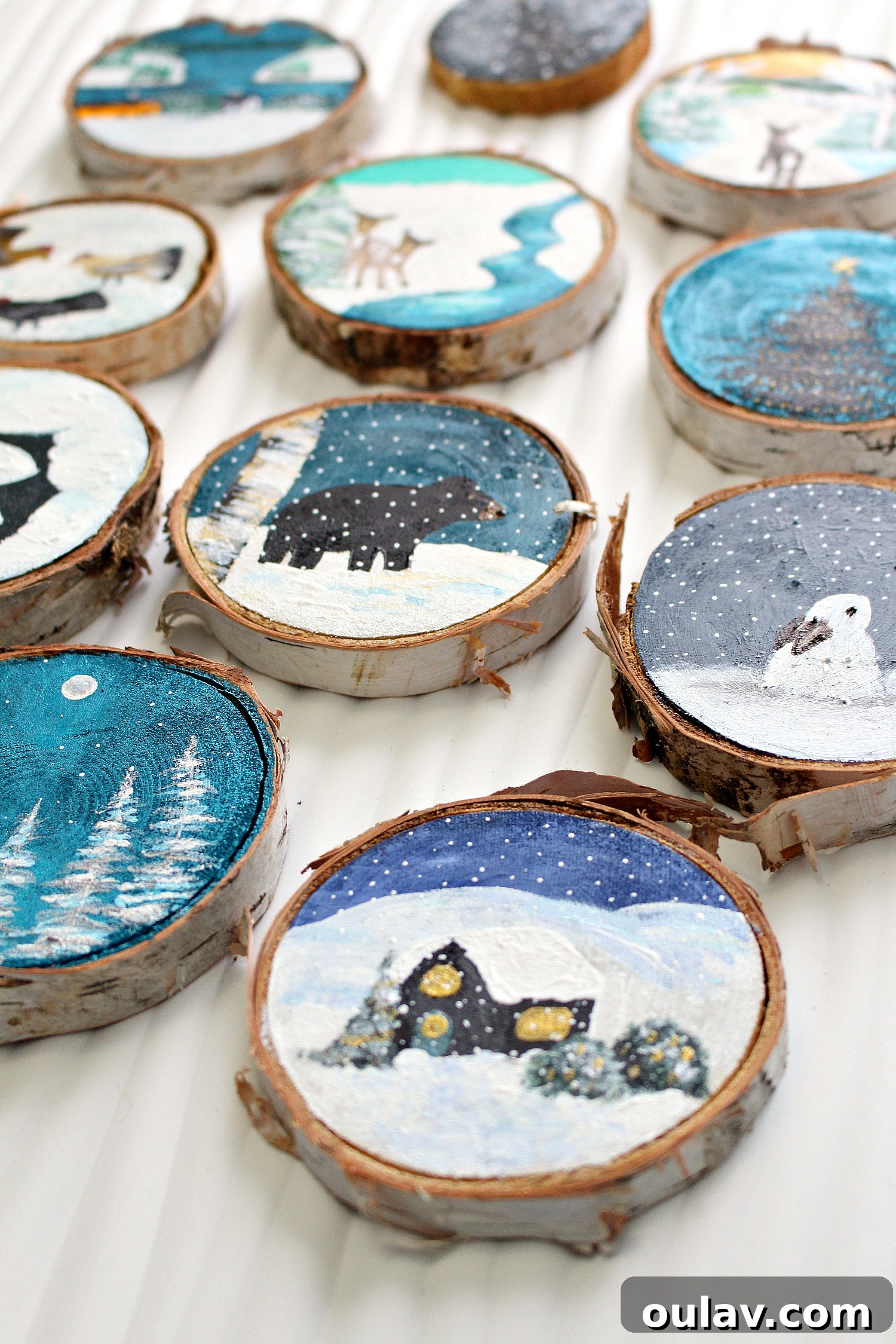 DIY Painted Birch Slice Ornaments