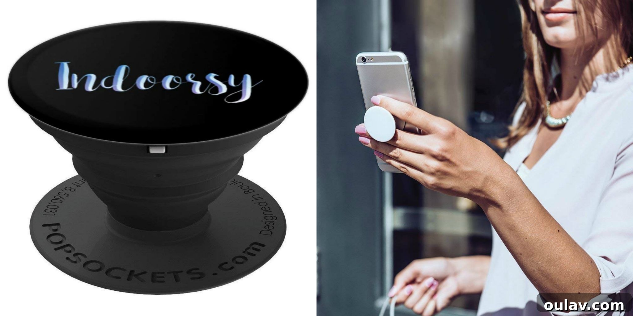 Holiday Haven: 25 Delightful Gifts for Homebodies 24 A smartphone with an 'Indoorsy' themed Pop Socket attached, representing tech gifts for homebodies.