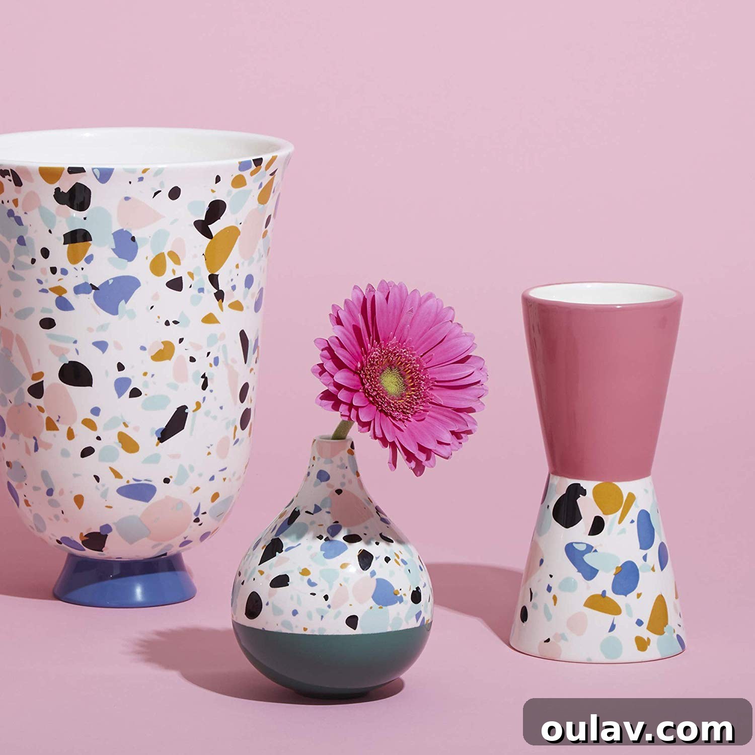 Holiday Haven: 25 Delightful Gifts for Homebodies 4 A chic Terrazzo Droplet Vase by Jonathan Adler, displaying modern home decor for homebodies.