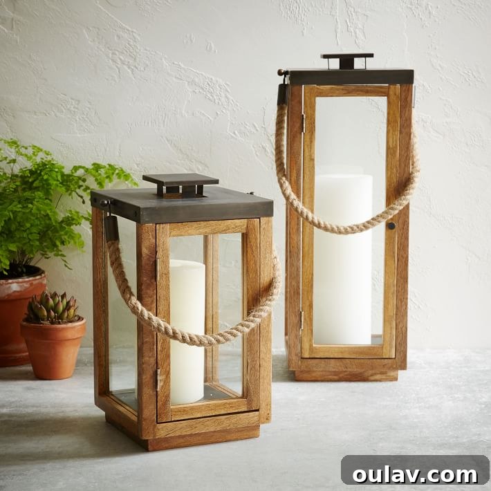 West Elm Chunky Lantern with Rope Handles