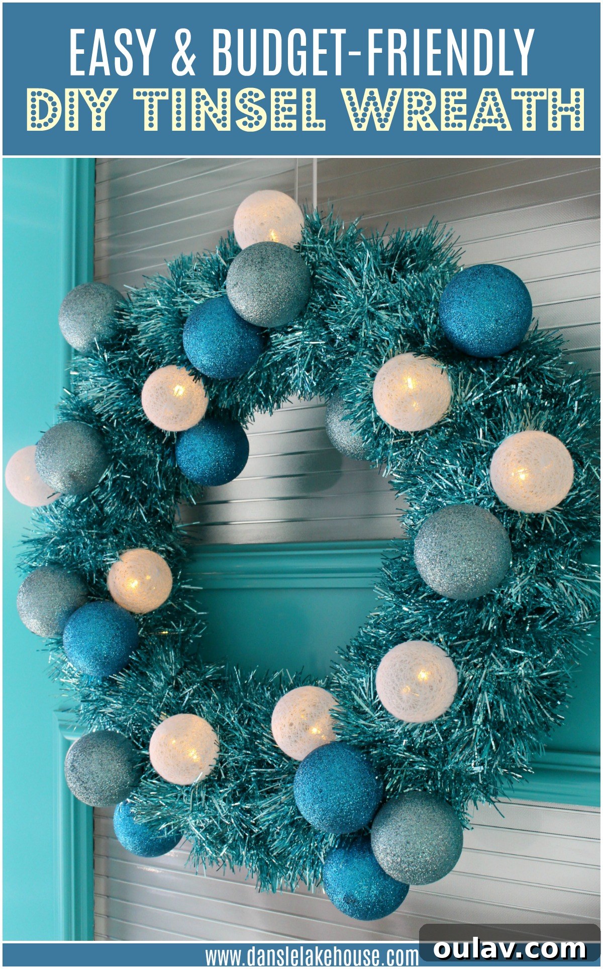 Retro Sparkle: Craft Your Own Tinsel Wreath 4 Inexpensive Dollar Store DIY Tinsel Wreath with Retro Vibes and Lights