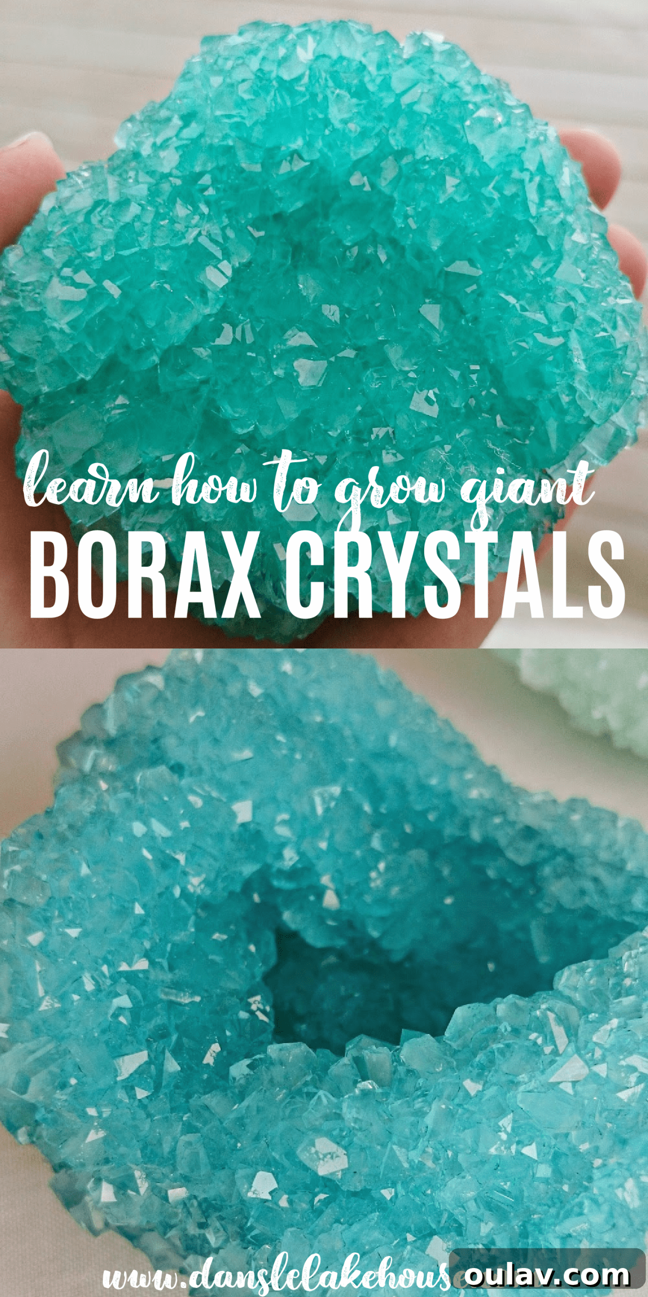 Grow Mammoth Borax Crystals: A Simple DIY Project 4 How to Grow Giant Borax Crystals - Pin for Later
