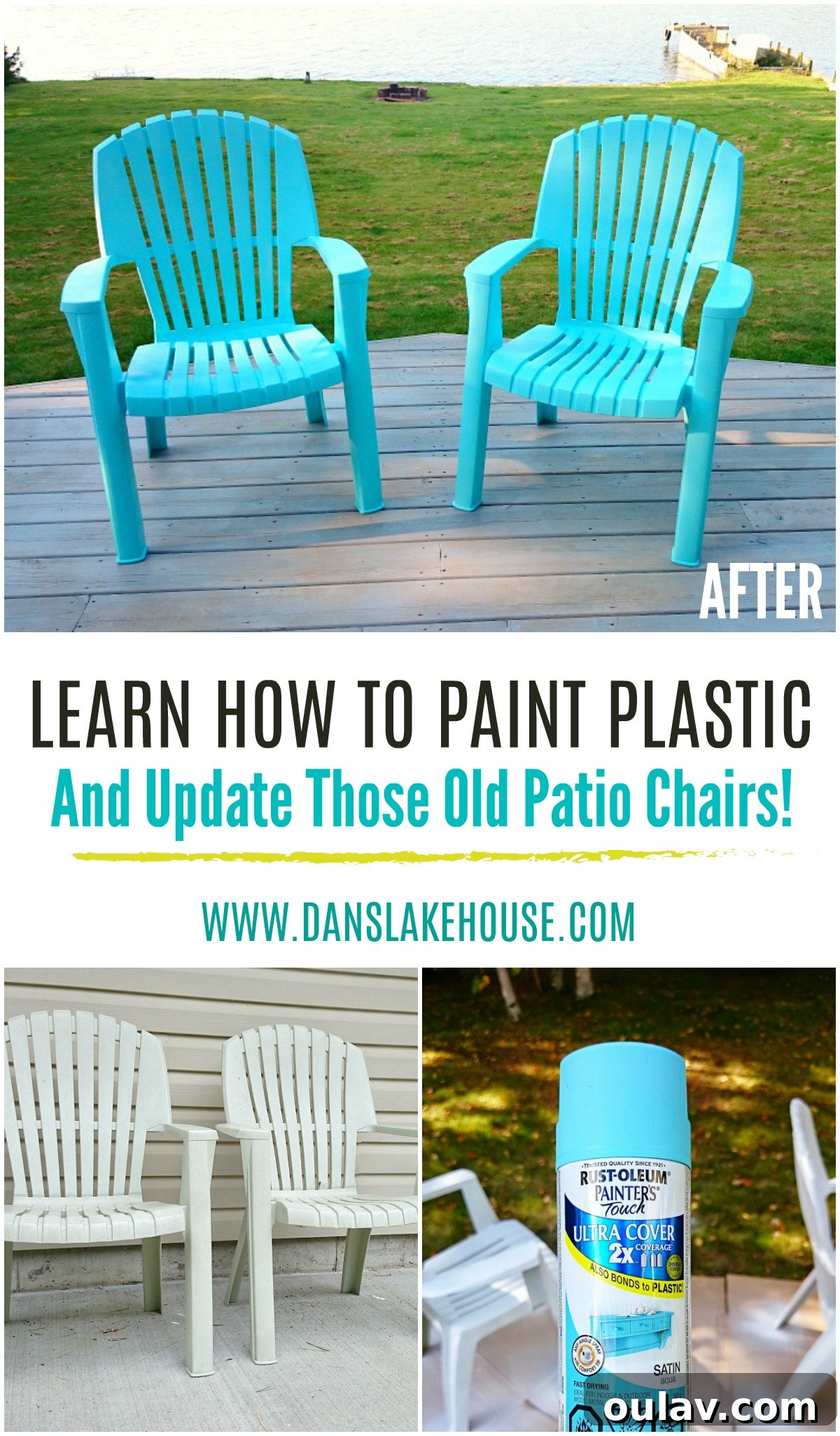 Give Your Plastic Lawn Chairs a Spray Paint Makeover 4 A visual guide showing steps for how to spray paint plastic lawn furniture, highlighting budget-friendly patio makeovers