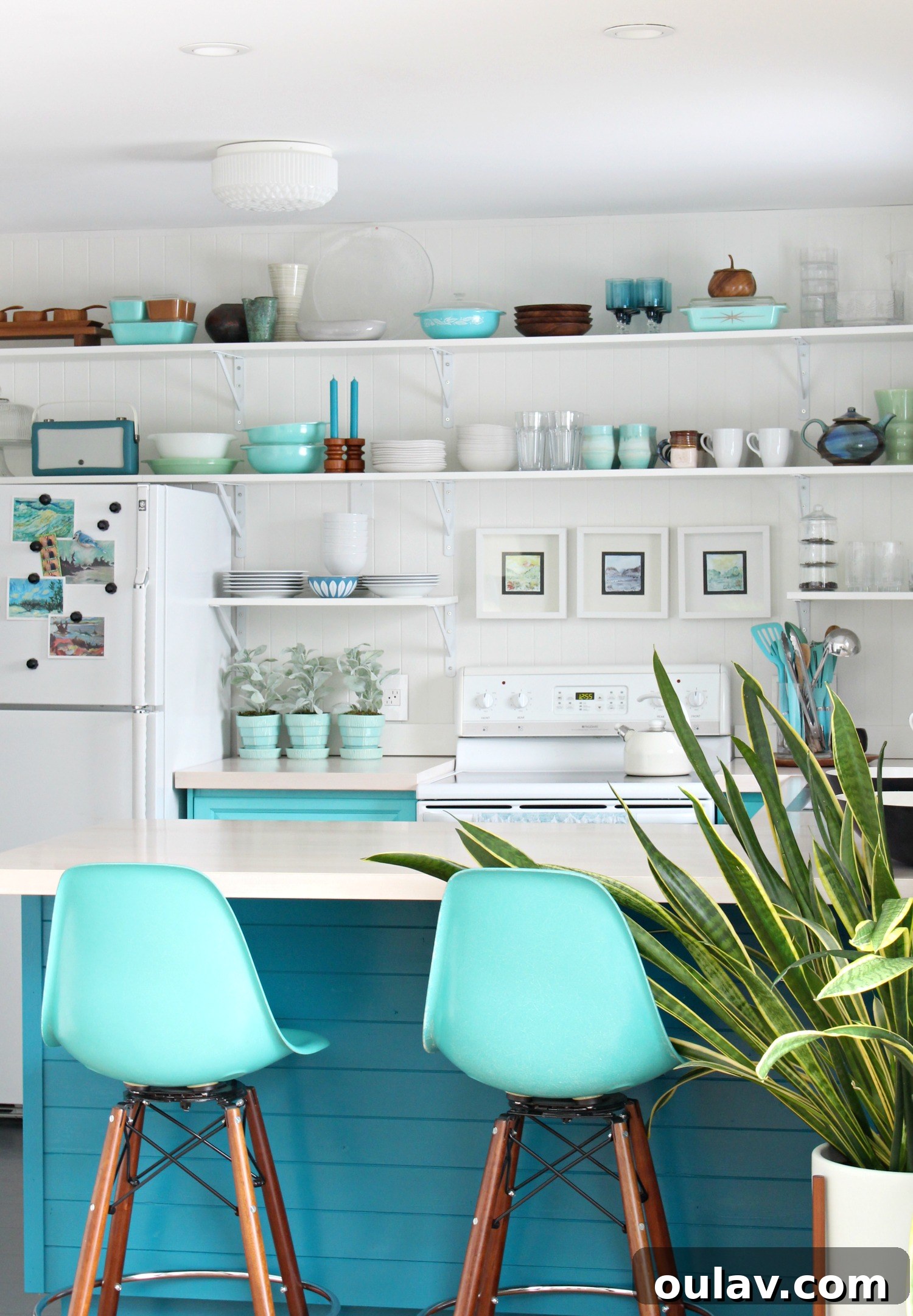 Transform Your Kitchen Cabinets Tongue and Groove Paneling and a Fresh Teal Hue 2 How to Install Tongue and Groove Paneling on Kitchen Cabinets (+ New Teal Cabinet Color!)