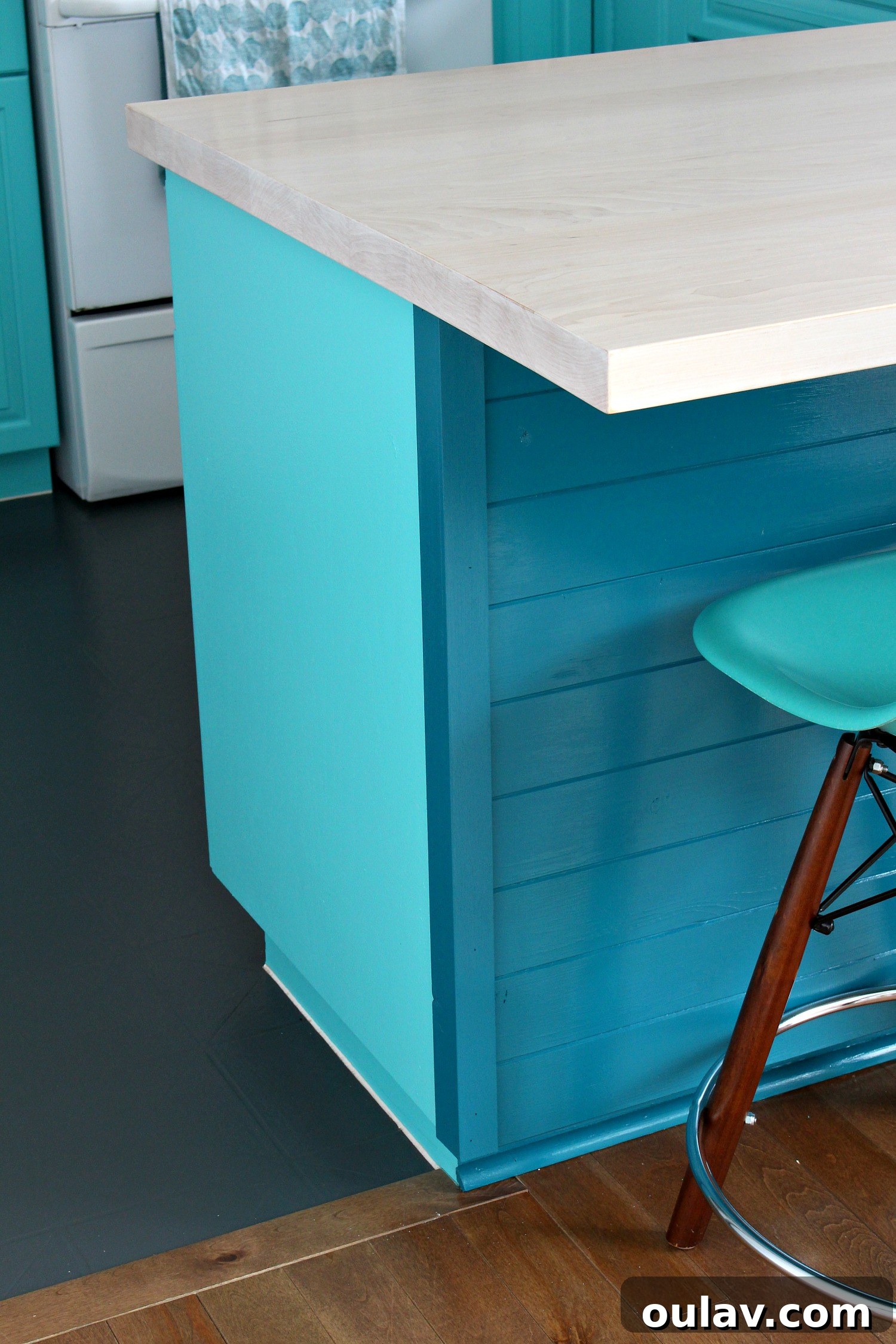 Transform Your Kitchen Cabinets Tongue and Groove Paneling and a Fresh Teal Hue 14 Finished Tongue and Groove Paneling with Custom Trim