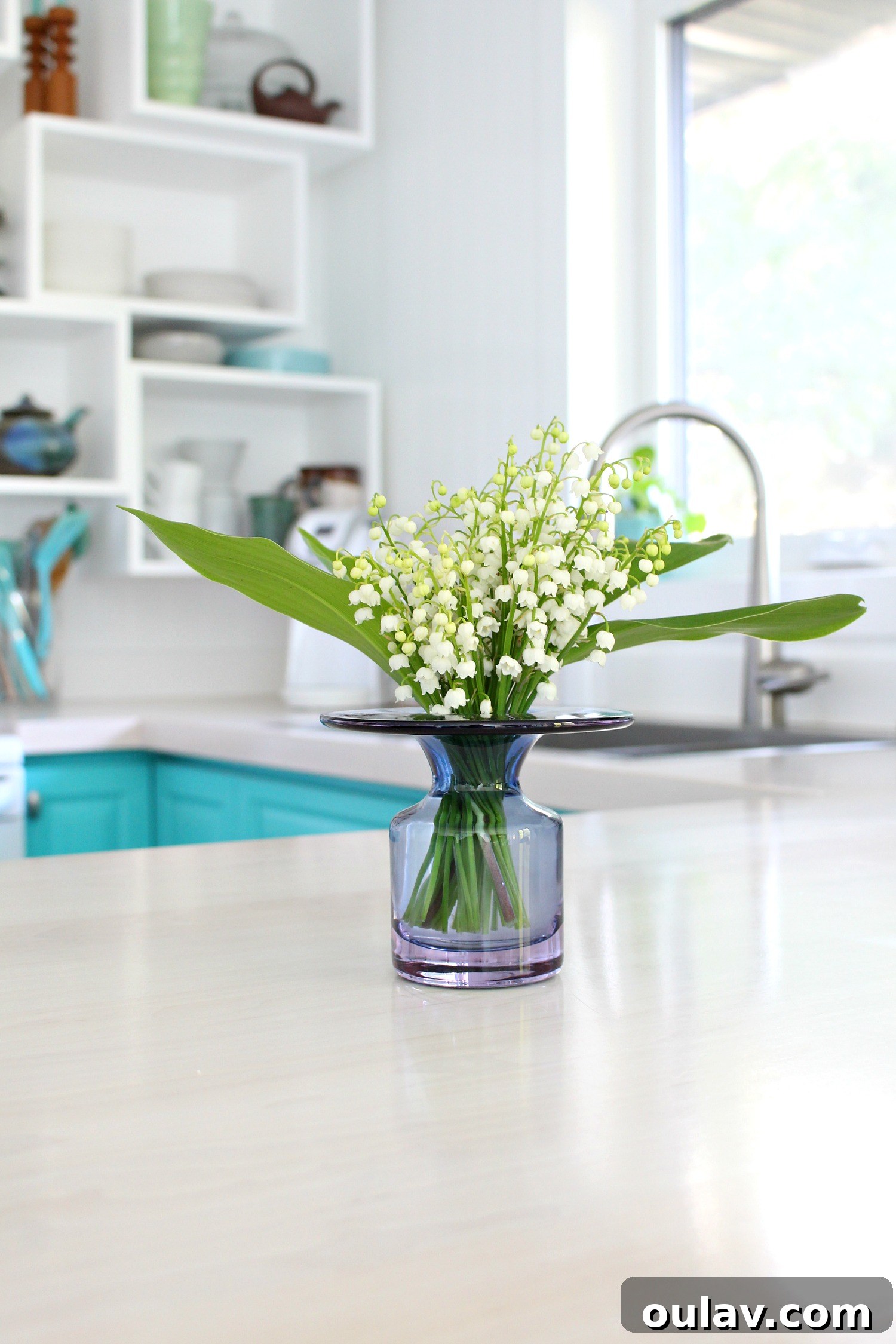 Freshly cut Lily of the Valley flowers in a vase, exuding spring charm