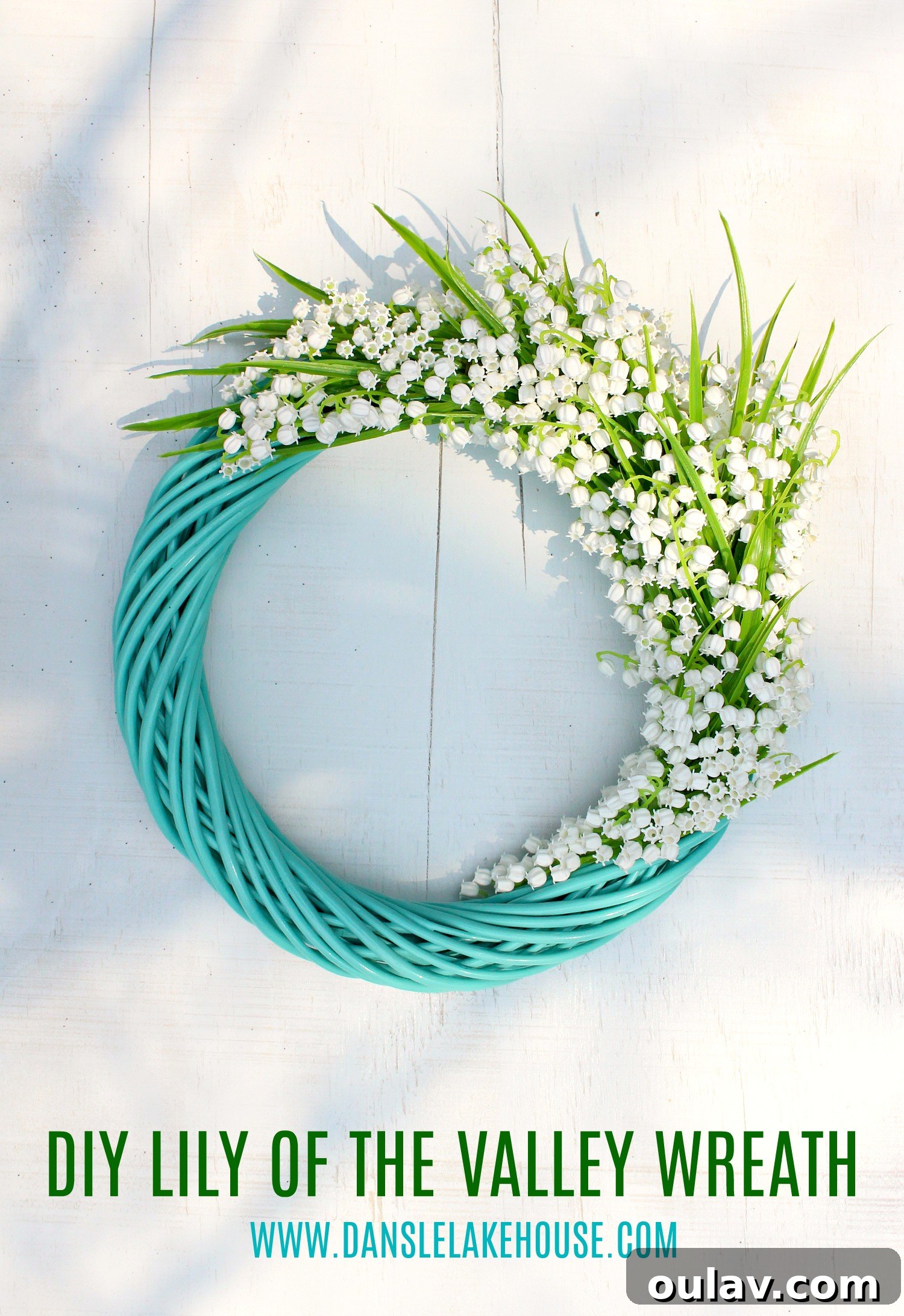 Effortless Turquoise Lily Faux Wreath 4 Handcrafted DIY Turquoise Lily of the Valley Faux Flower Wreath, perfect for home decor