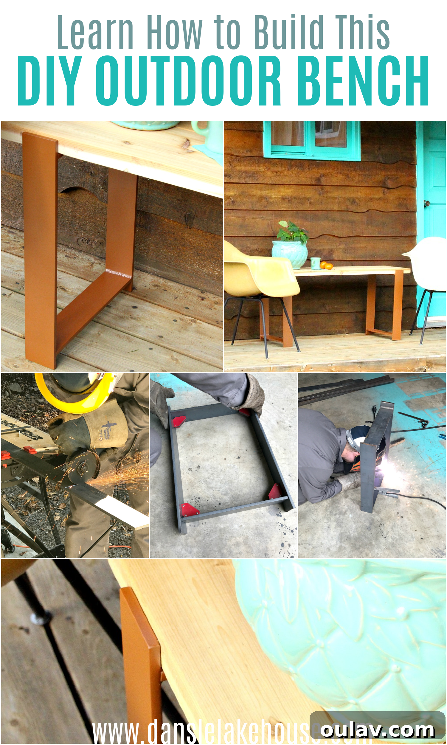 Industrial Chic DIY Outdoor Bench with 2x4 Top and Welded H Legs 4 DIY Outdoor Bench project idea for future home renovations