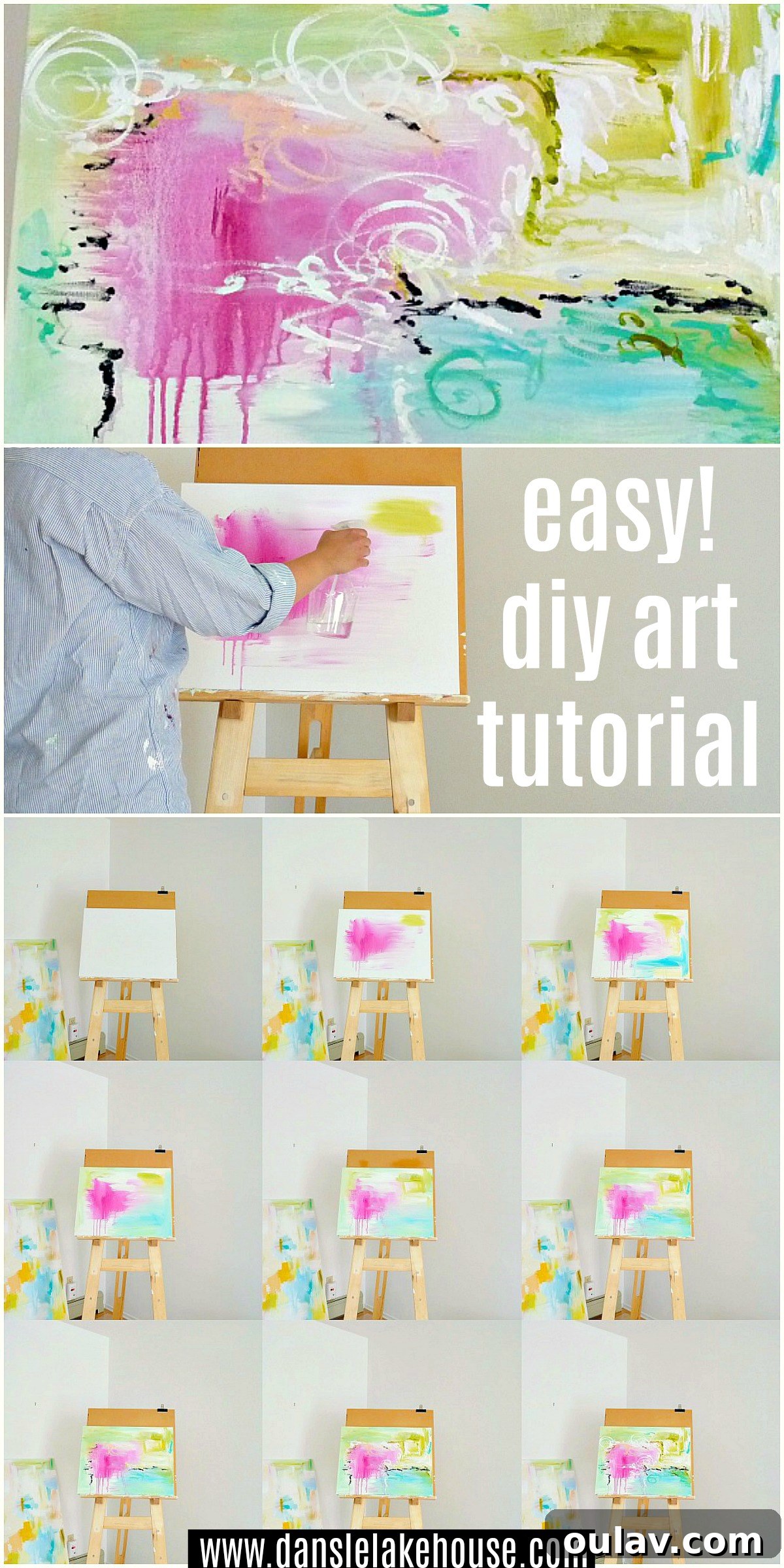 Your Visual Guide to Creating Abstract Art at Home 9 Easy DIY Abstract Art Tutorial with Step by Step Instructions with Photos showcasing a finished abstract painting ready for home decor