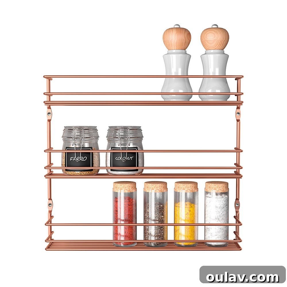 Spice Up Your Kitchen: 10 Chic Modern Storage Ideas 11 Modern Copper Spice Rack for the Wall