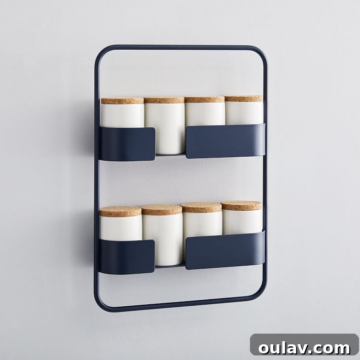 Spice Up Your Kitchen: 10 Chic Modern Storage Ideas 13 Chic and Modern Navy Blue Spice Rack from West Elm