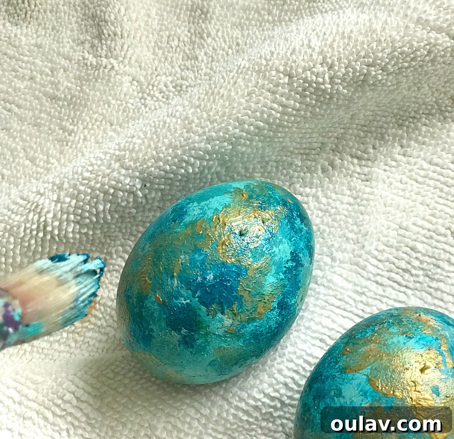 Adding Gold Shimmer to Painted Easter Eggs