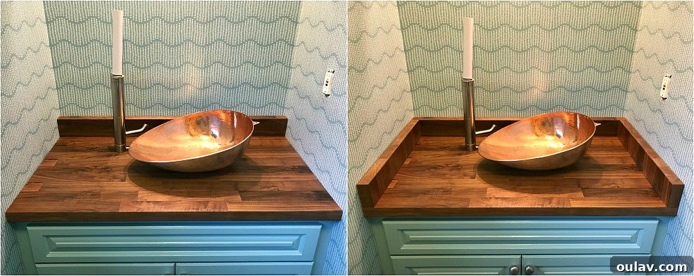 Customizing and Fitting Your IKEA KARLBY Walnut Countertop 15 Bathroom Counter Side Splash or No Side Splash