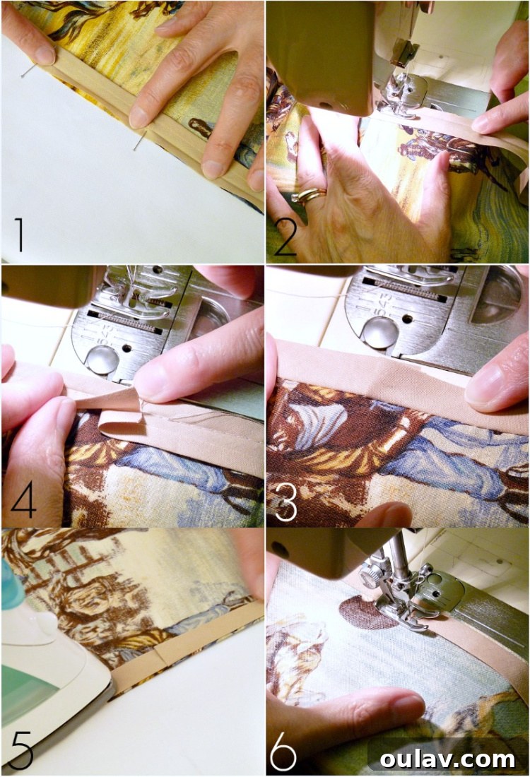 How to Hem Curved Fabric with Bias Tape