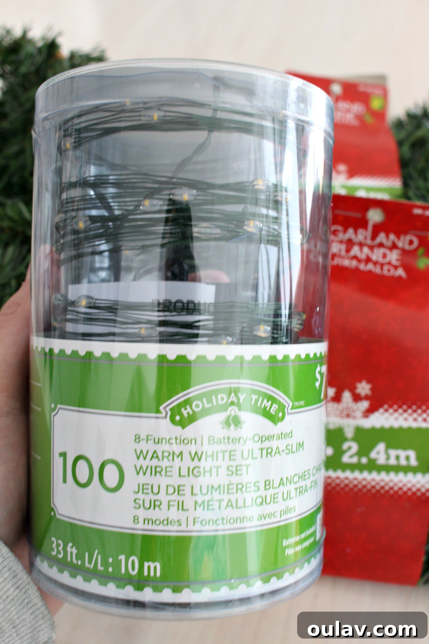 Dollar Store Glow Up Lighted Garland 5 Thin Green Wire Ultra Slim Battery Operated Lights