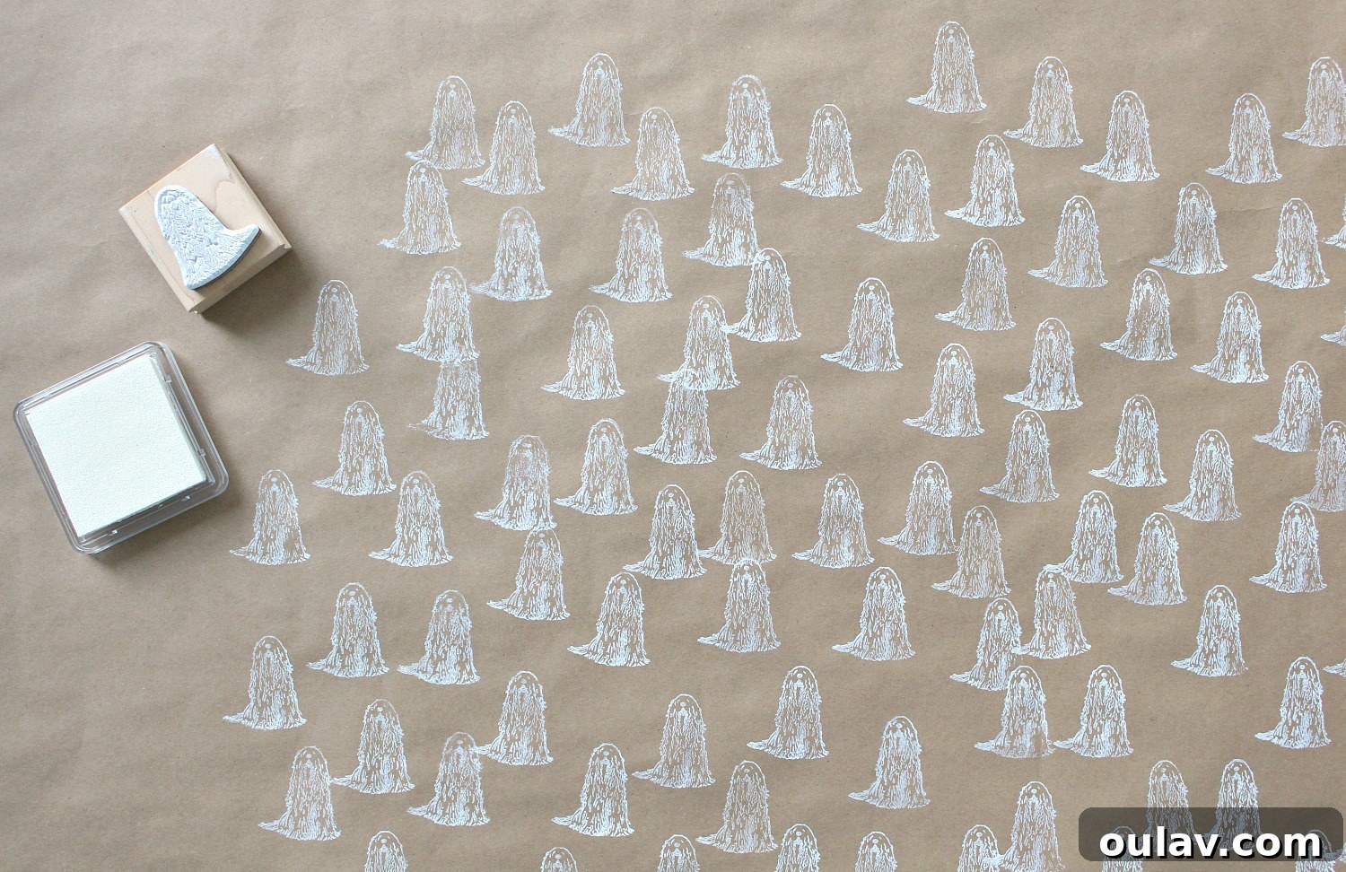 Craft Your Own Komondor Stamped Zero Waste Gift Wrap 11 Dog Wrapping Paper DIY with unique stamp