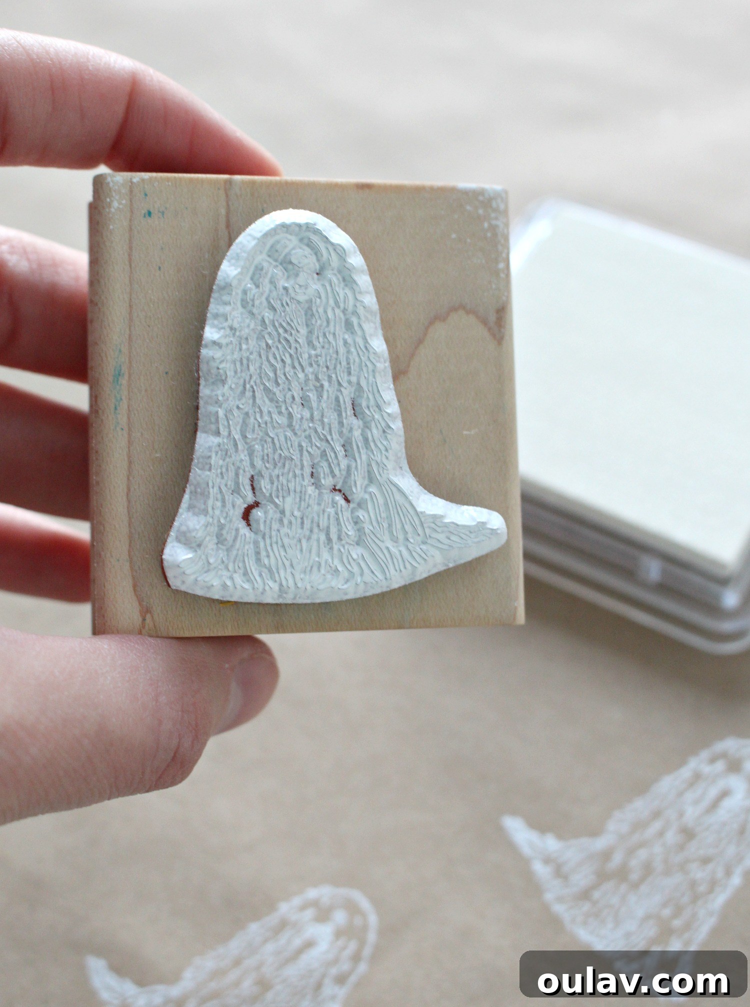 Komondor Stamp Application on Brown Paper