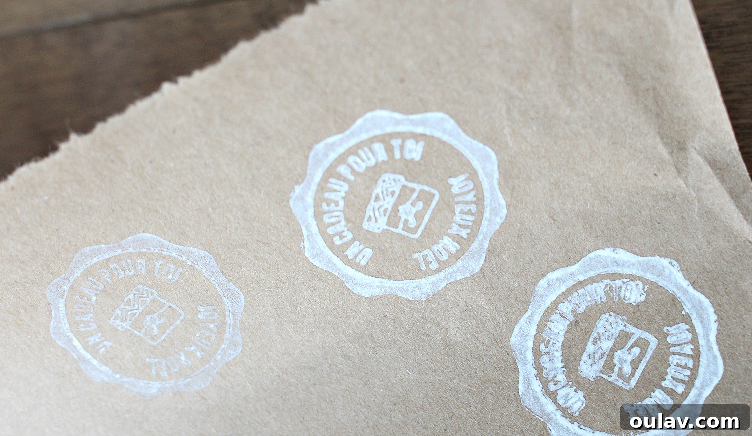 Craft Your Own Komondor Stamped Zero Waste Gift Wrap 6 Close up of stamping technique