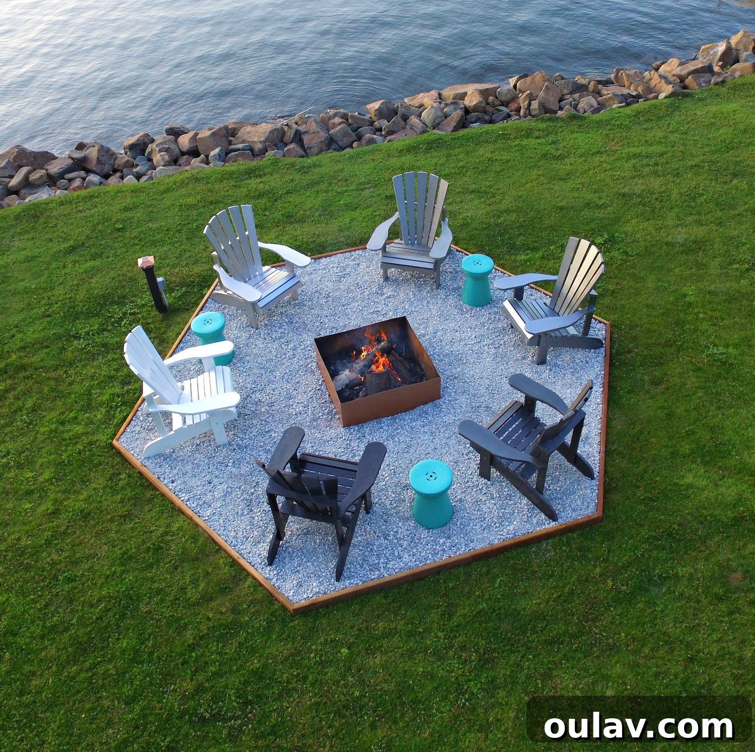19 Top Picks from Dans le Lakehouse 2019 18 Close-up of an ombre painted Adirondack chair by the fire pit, showing color gradient