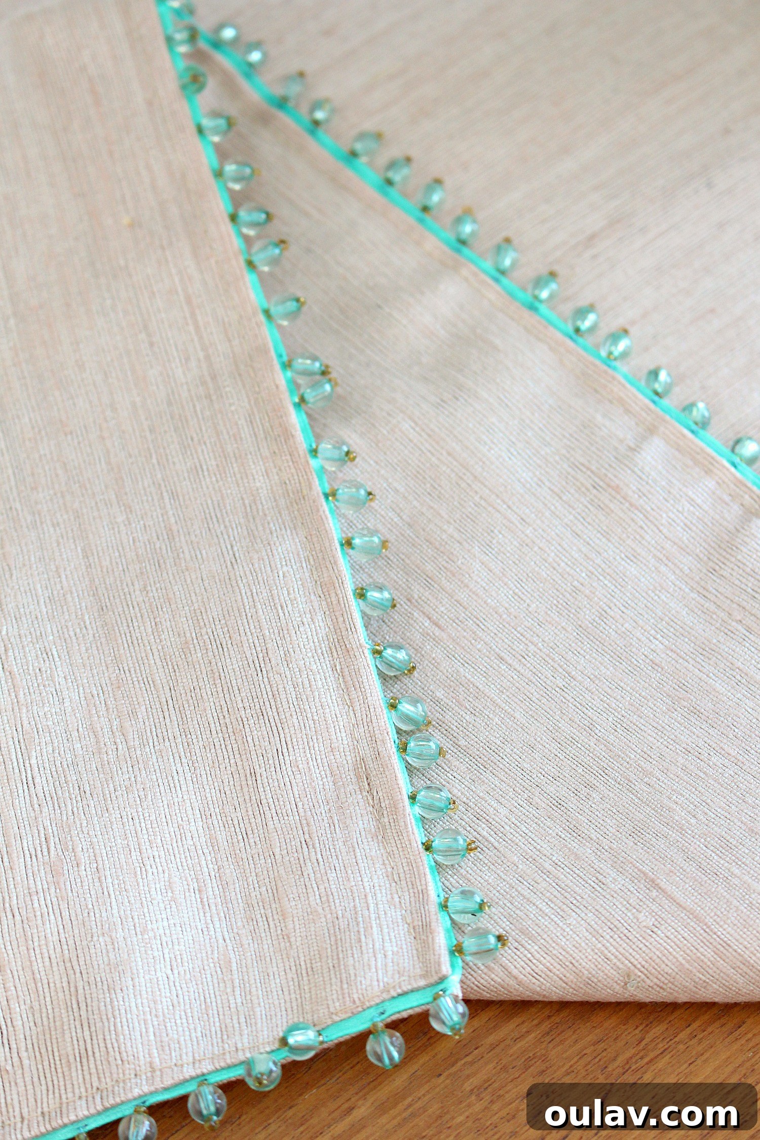 19 Top Picks from Dans le Lakehouse 2019 27 Close-up detail of the delicate beaded trim on the DIY silk table runner