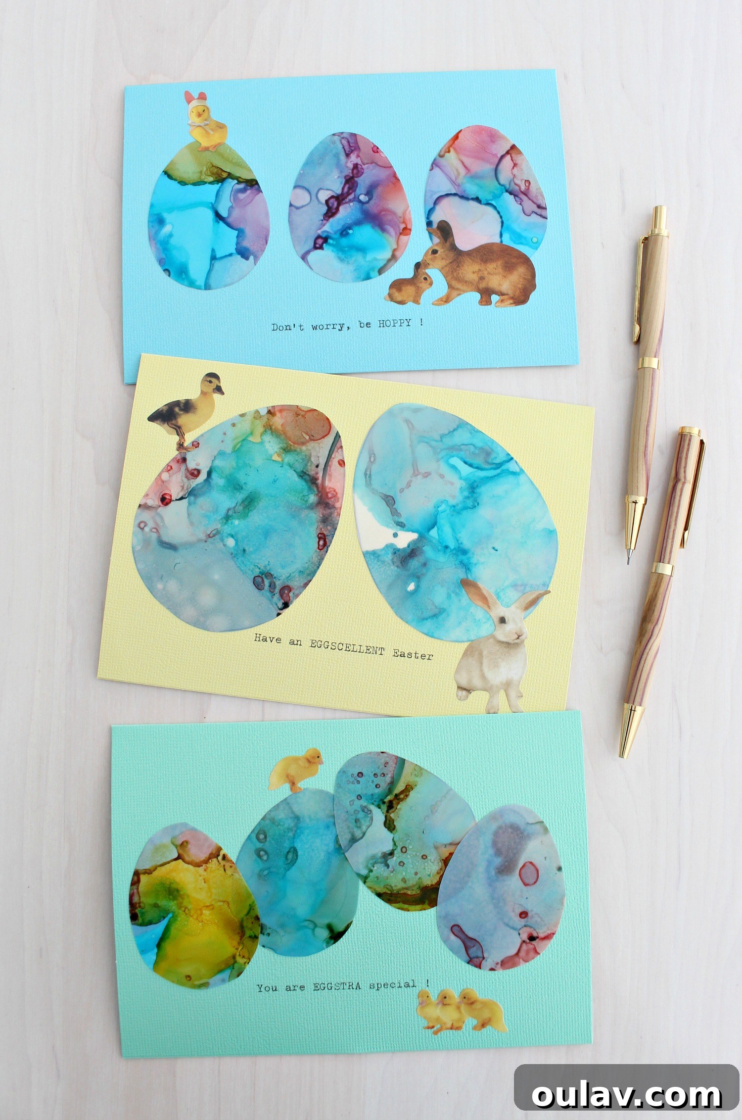 Effortless Alcohol Ink Magic for Easter Cards 16 Easter pun cards