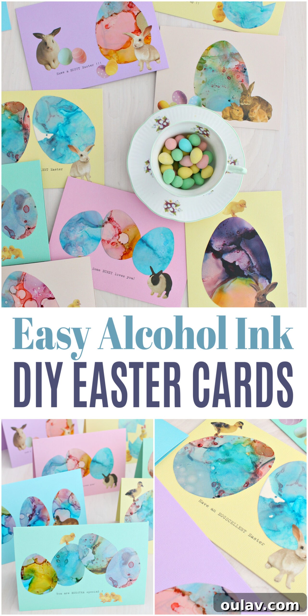 Effortless Alcohol Ink Magic for Easter Cards 20 Easy DIY Easter Cards