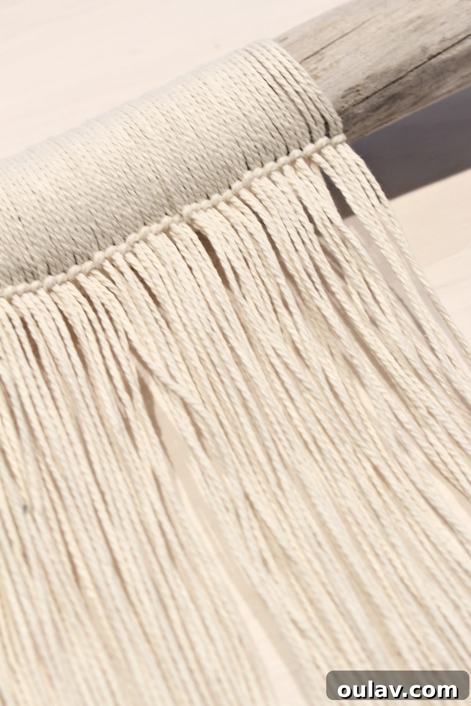 A series of images showing multiple strings attached to the driftwood, emphasizing the spacing.